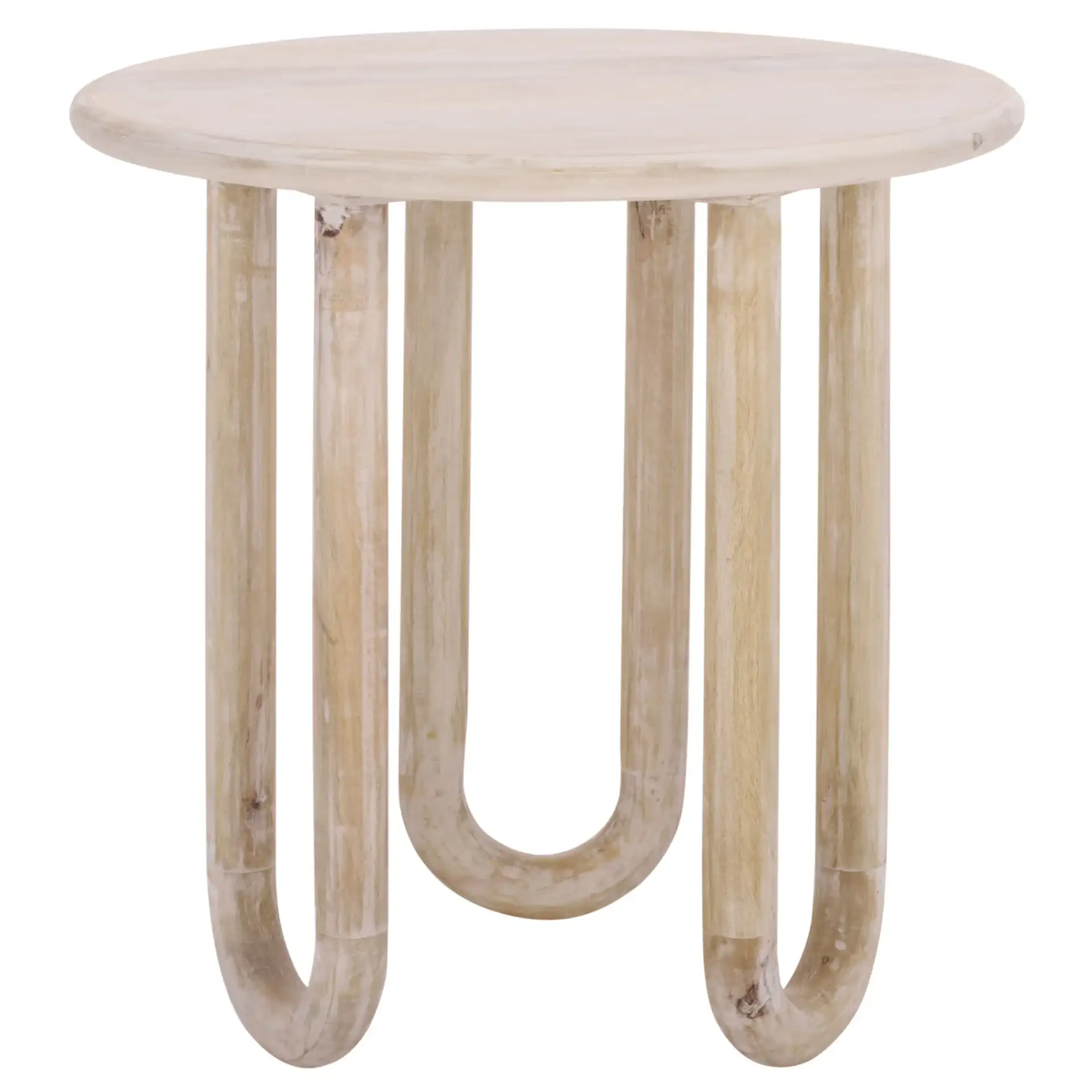 Jazmin Round Accent Table in Natural Wash, detail view