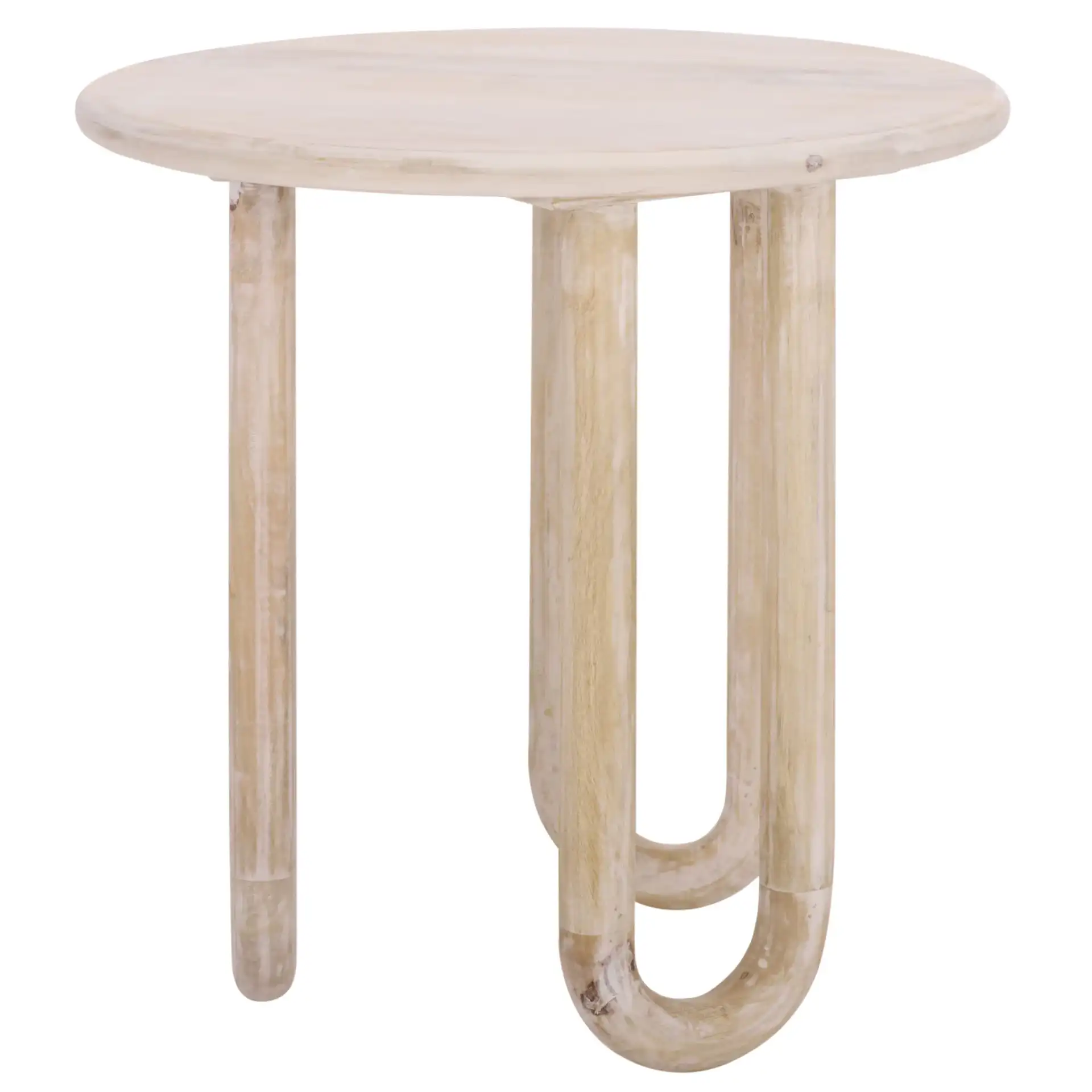 Jazmin Round Accent Table in Natural Wash, detail view