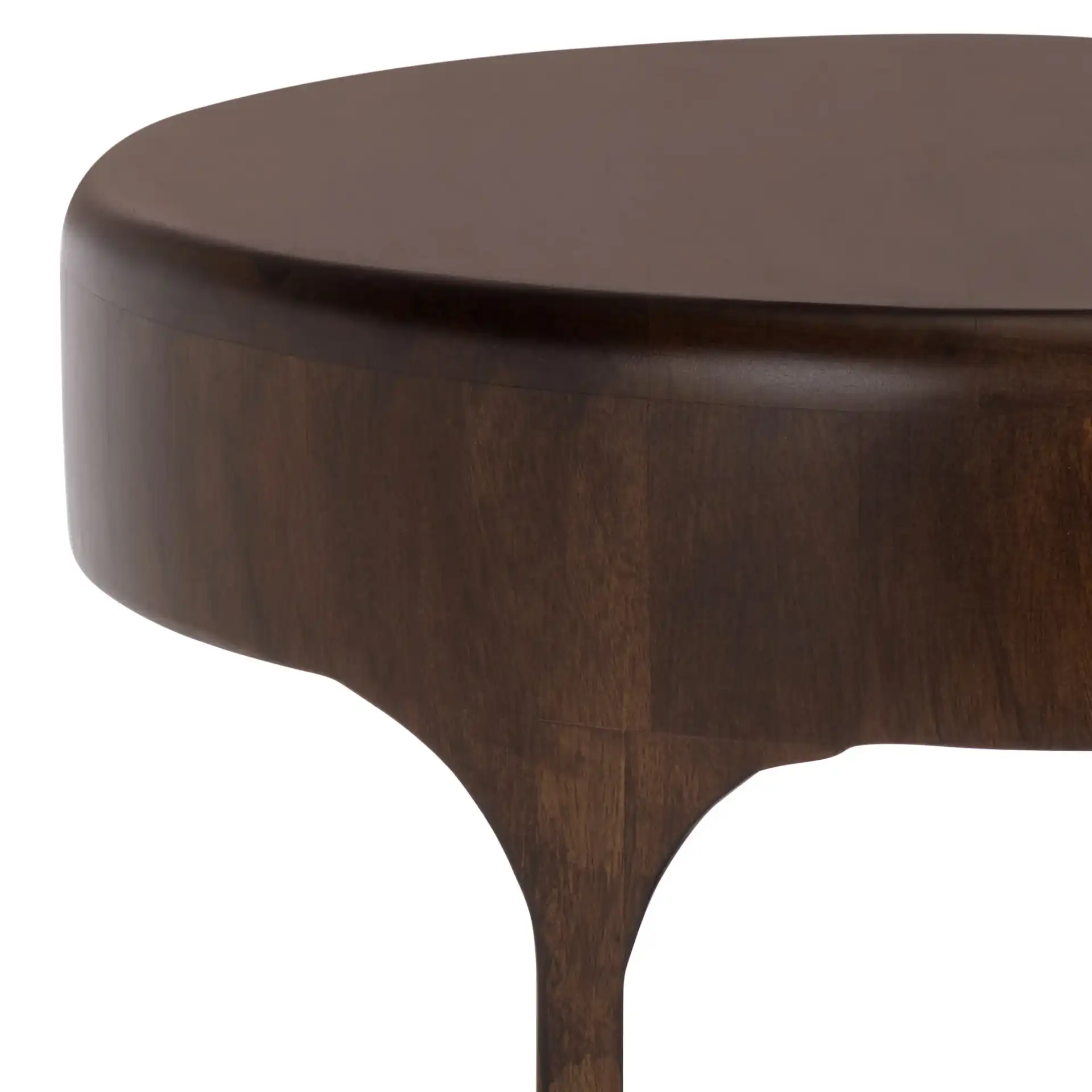Lobone Round Accent Table in Dark Brown in a styled room
