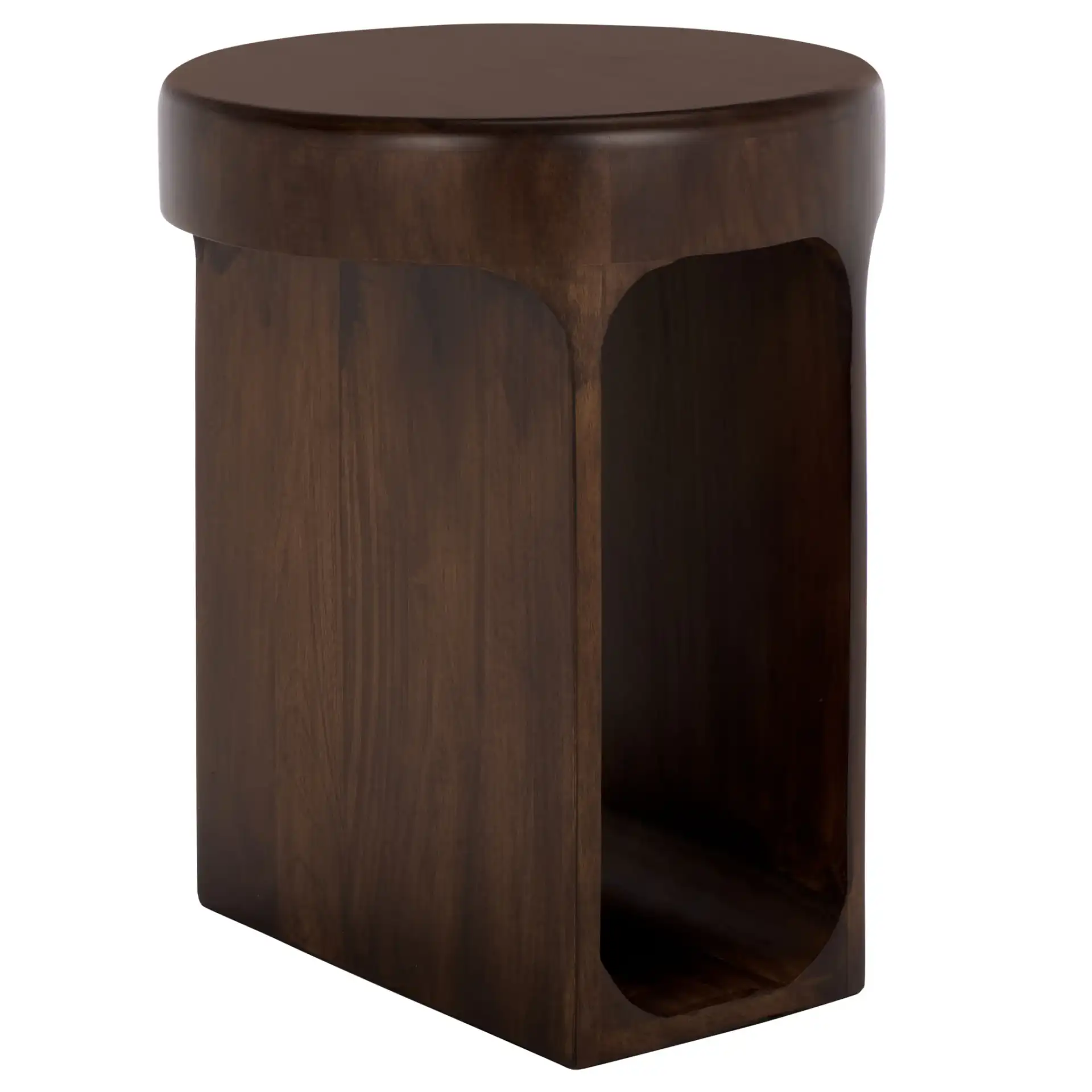 Lobone Round Accent Table in Dark Brown, detail view