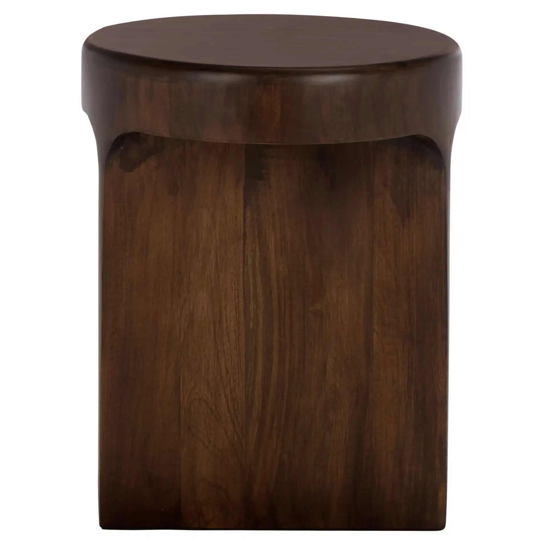 Lobone Round Accent Table in Dark Brown, detail view