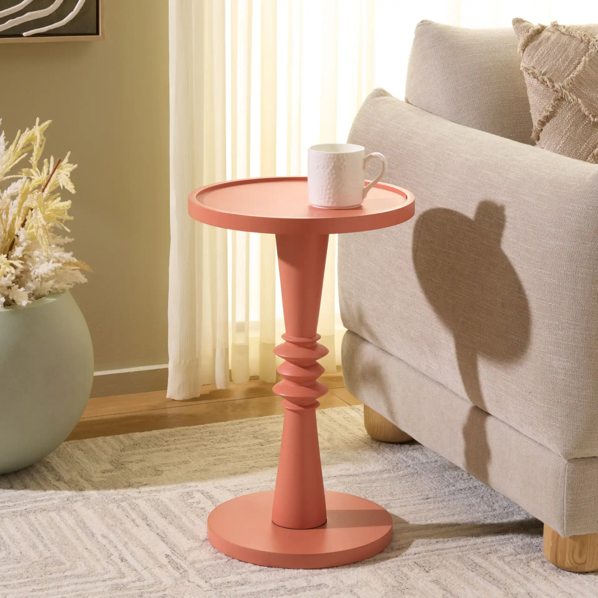 Omid Accent Table in Pink in a styled room