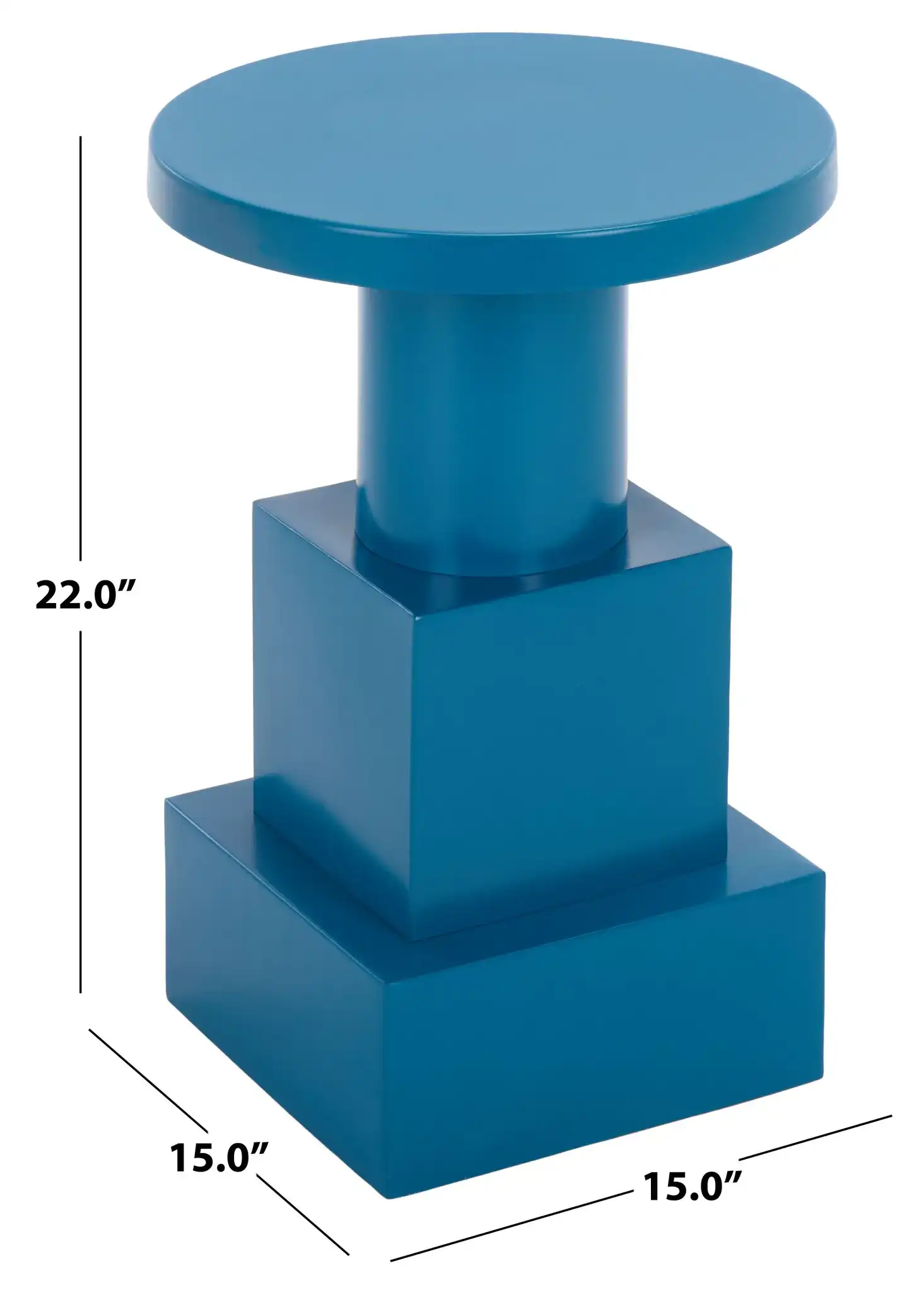 Fiori Accent Table in Teal Blue, detail view