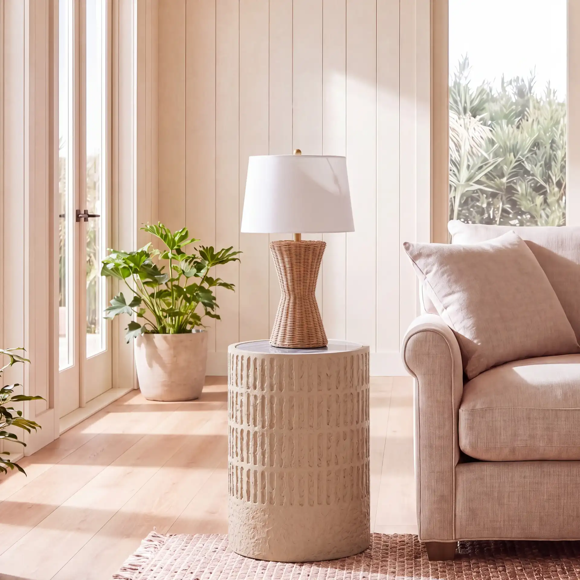 Venti Accent Table in Taupe / Black Marble in a styled room