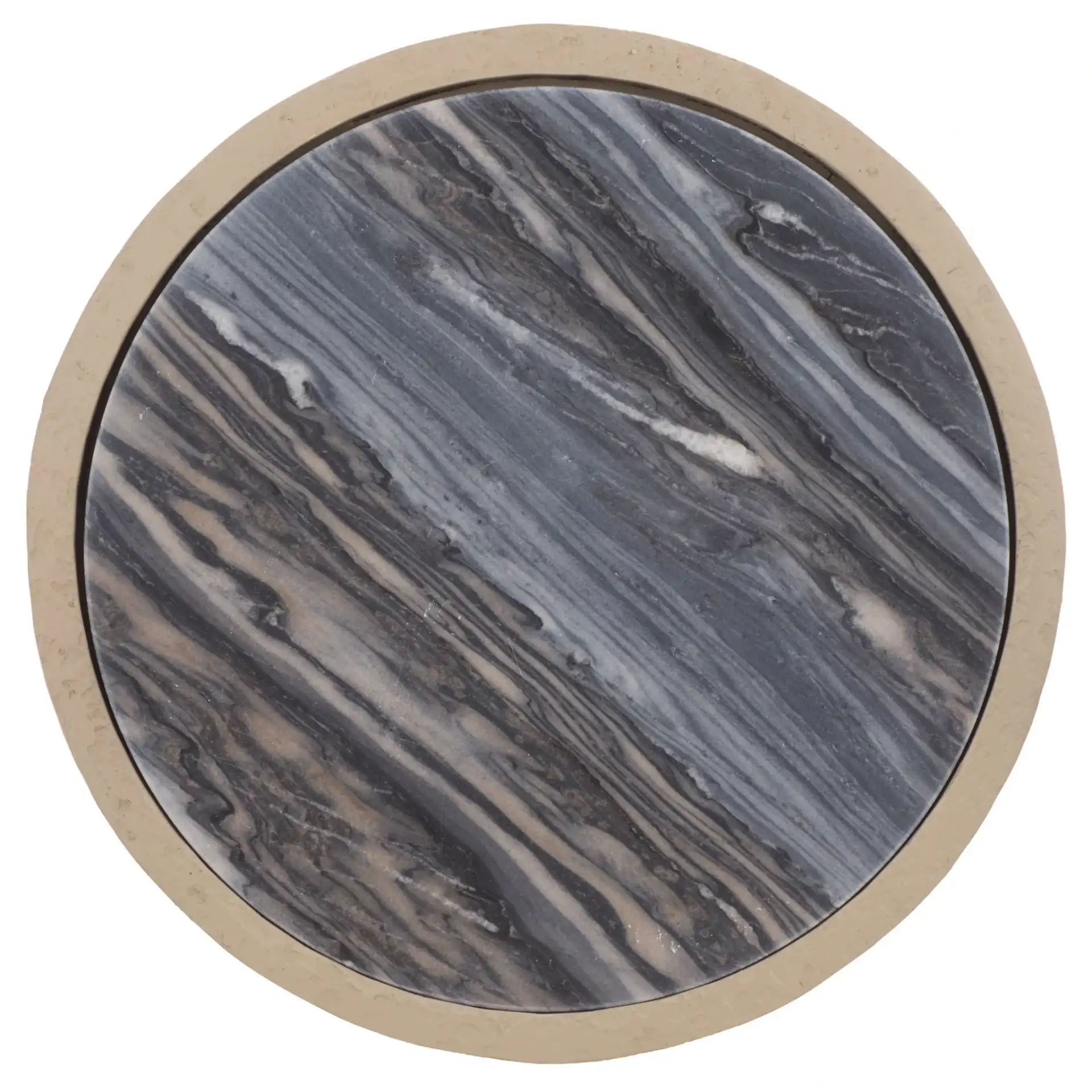 Venti Accent Table in Taupe / Black Marble, detail view