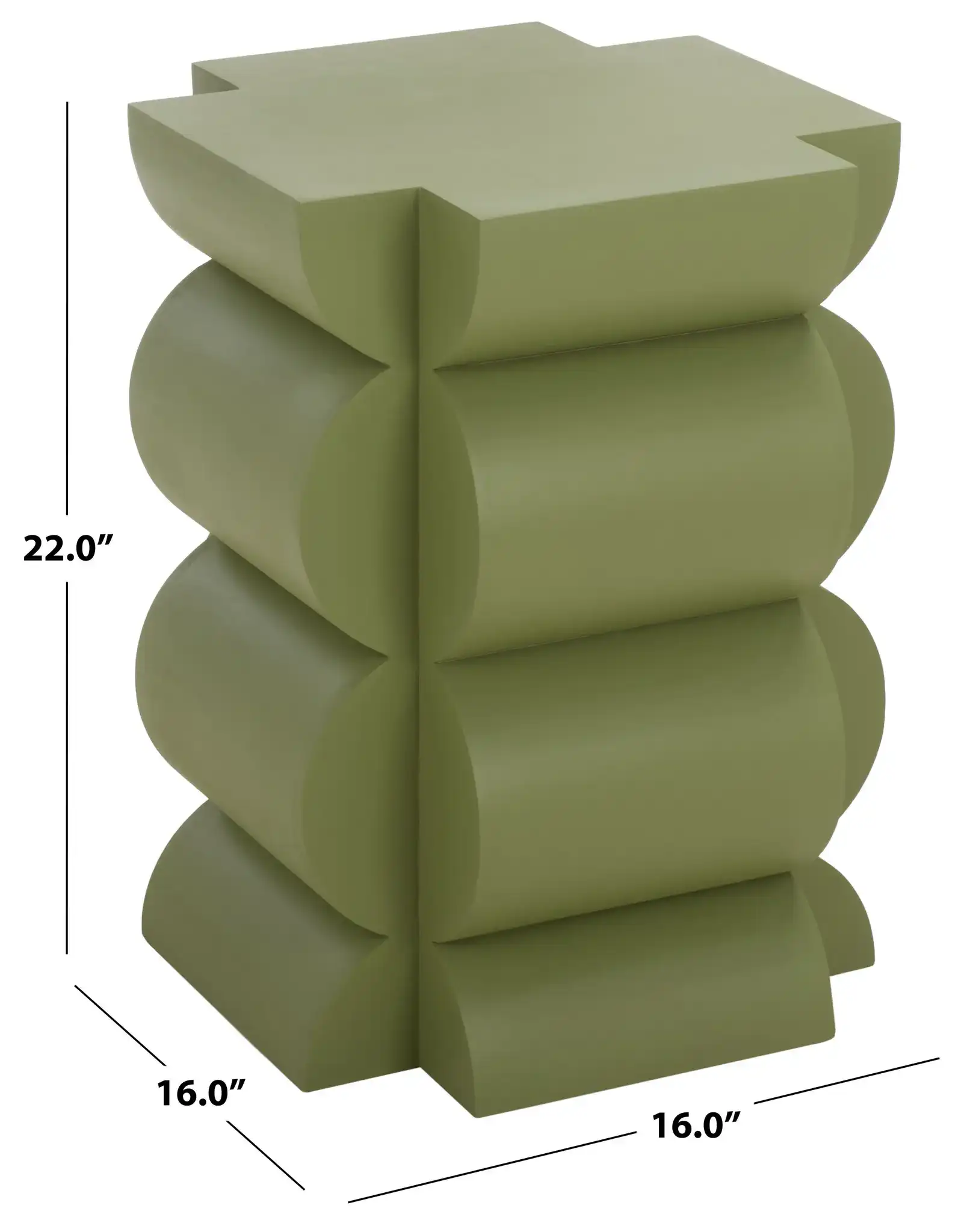 Lappell Accent Table in Olive Green, detail view