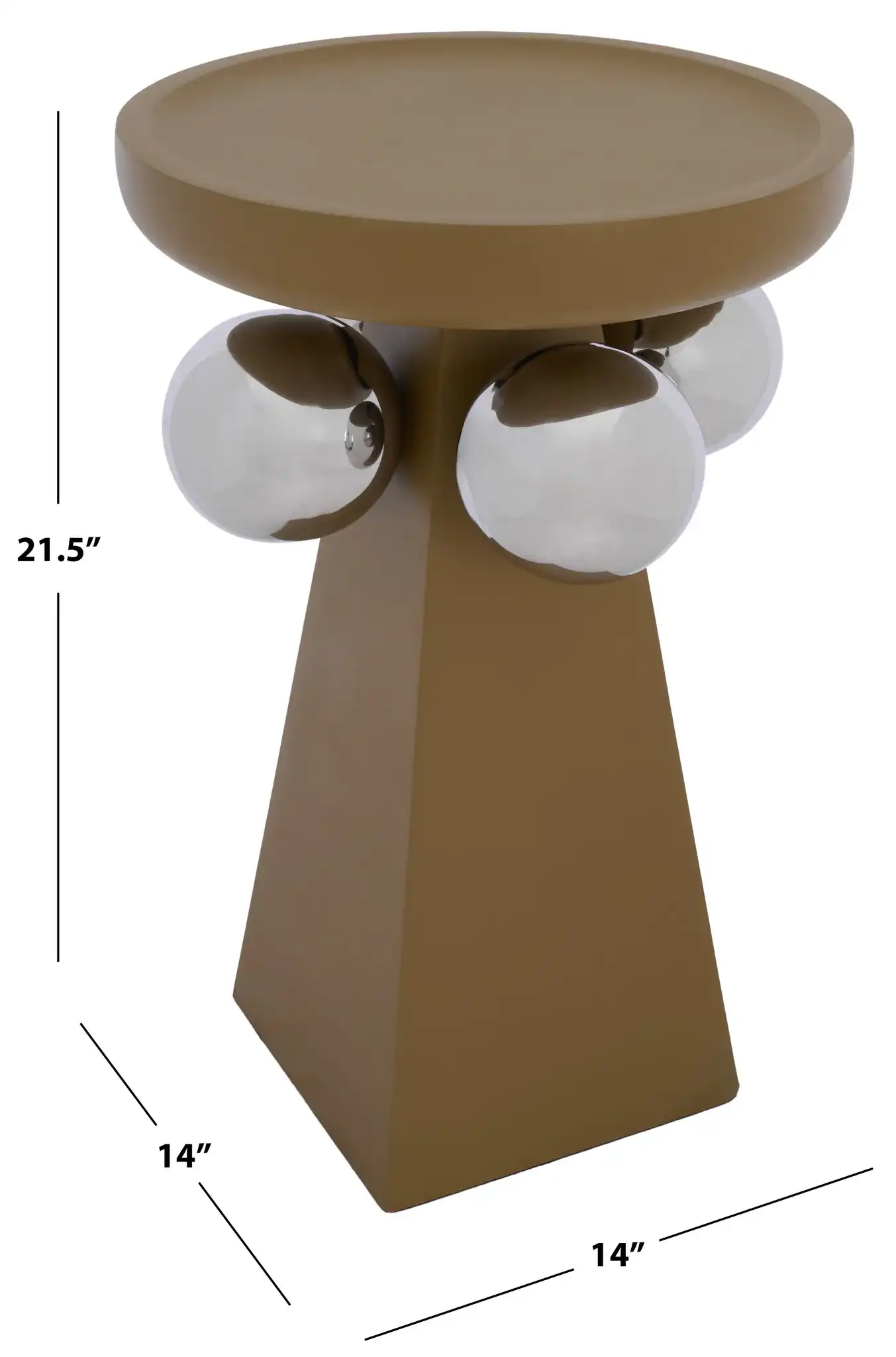 Banks Accent Table in Mustard / Silver, detail view