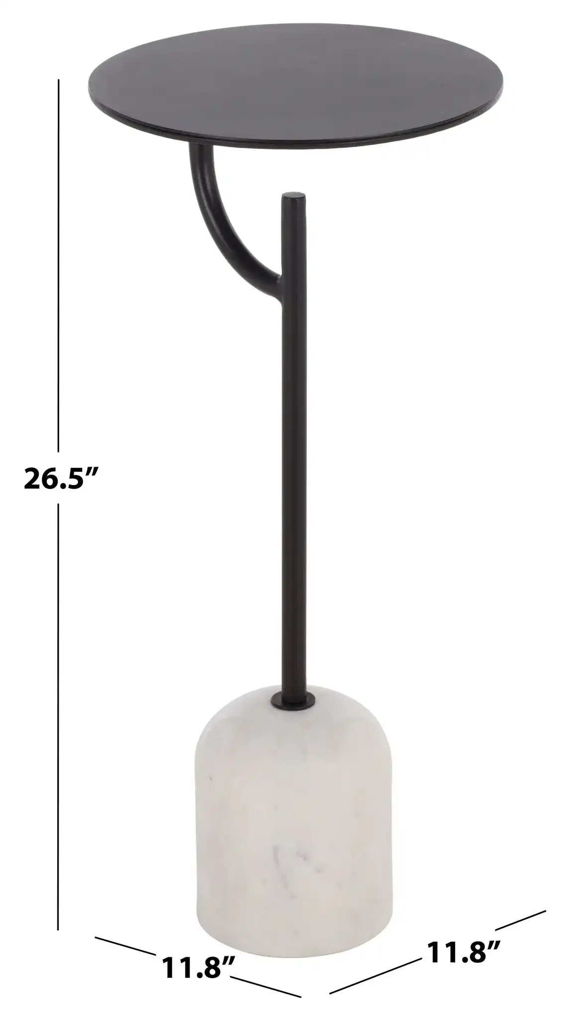 Harlowe Accent Table in Black / White, detail view
