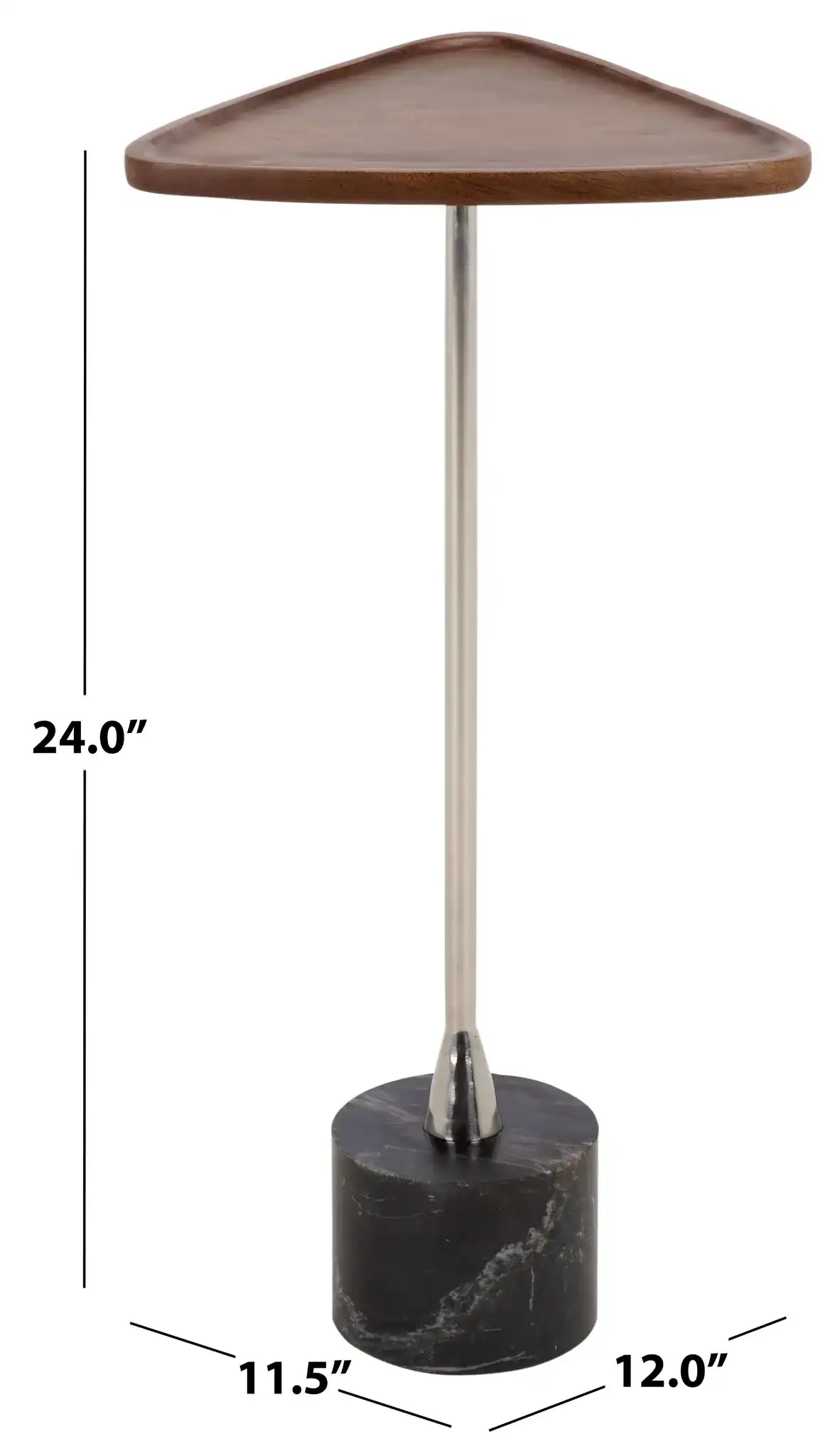 Kristel Accent Table in Brown / Silver / Black Marble, detail view