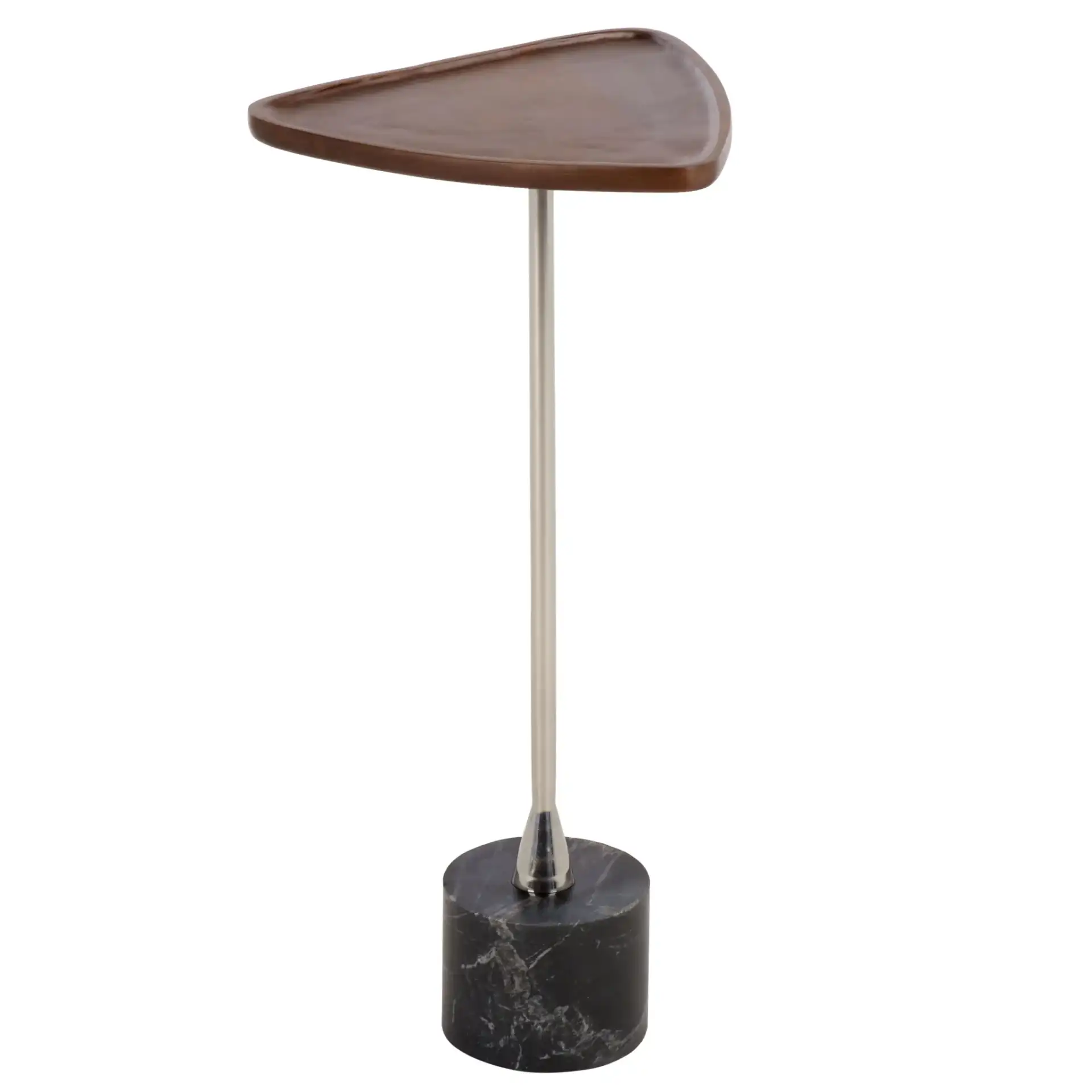 Kristel Accent Table in Brown / Silver / Black Marble, detail view