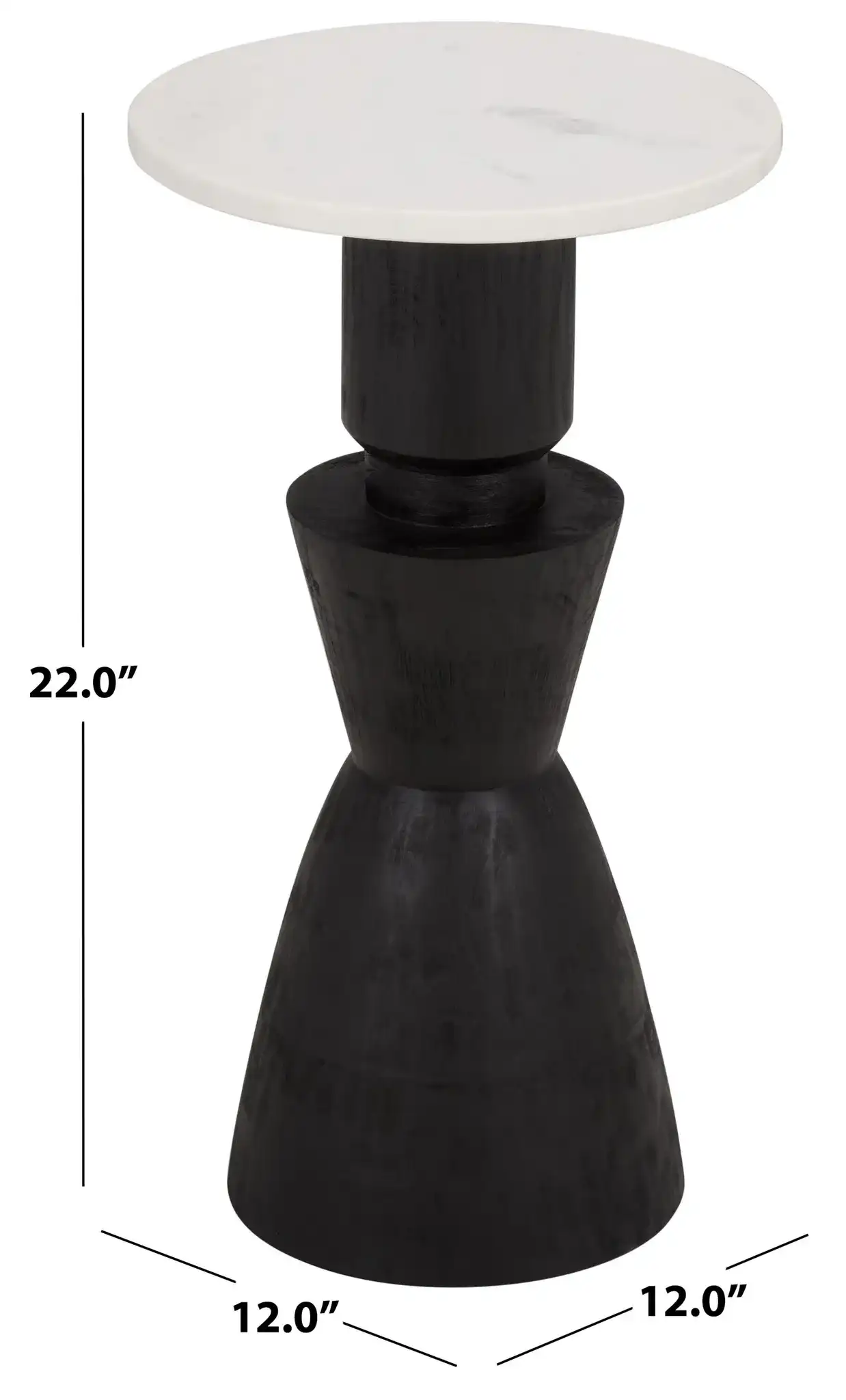 Kyla Accent Table in Black / White, detail view