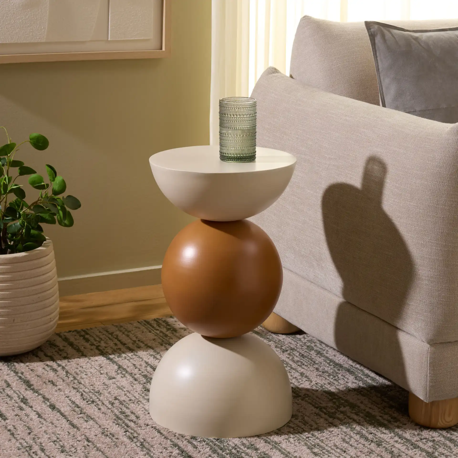 Preston Accent Table in Mustard / Ivory in a styled room