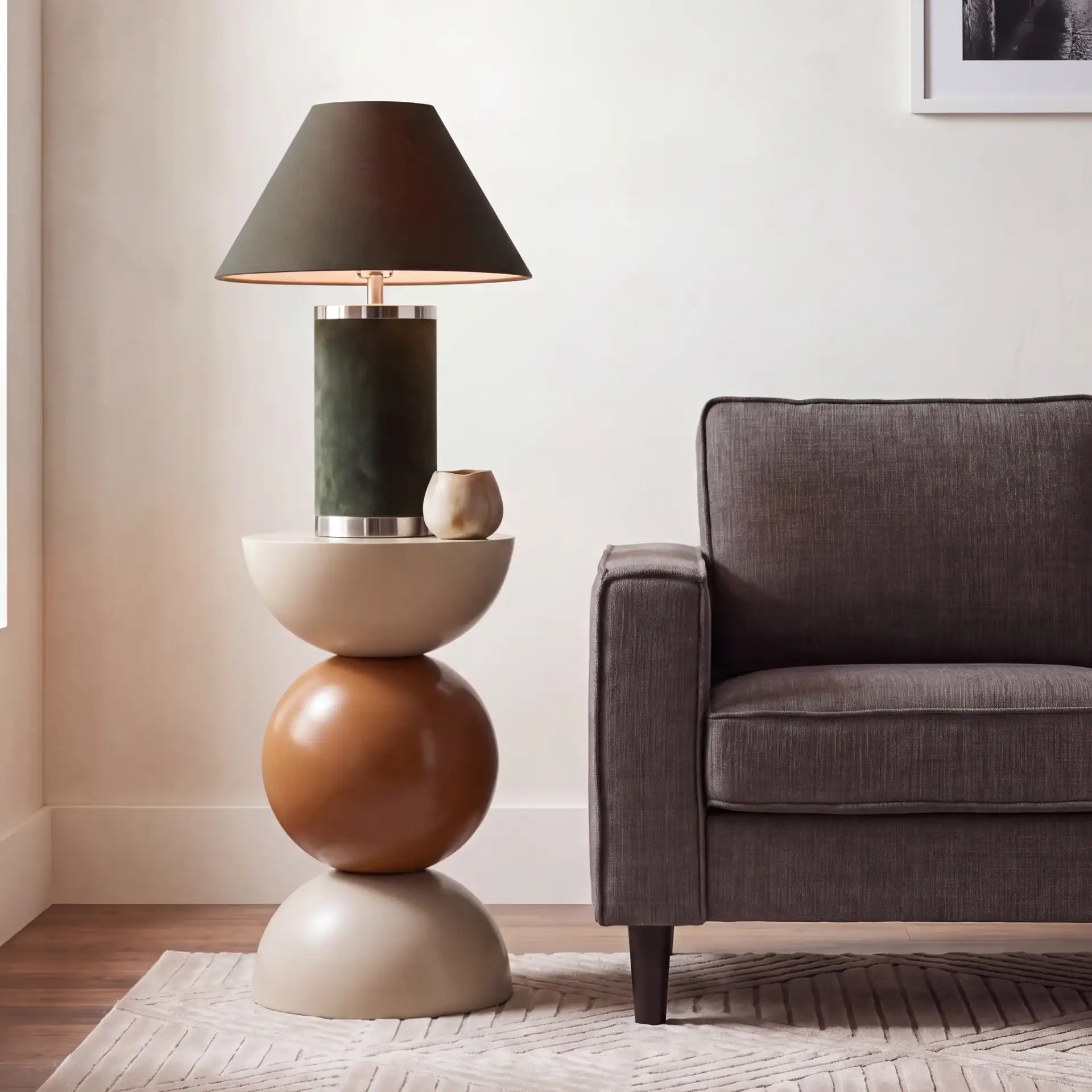Preston Accent Table in Mustard / Ivory in a styled room
