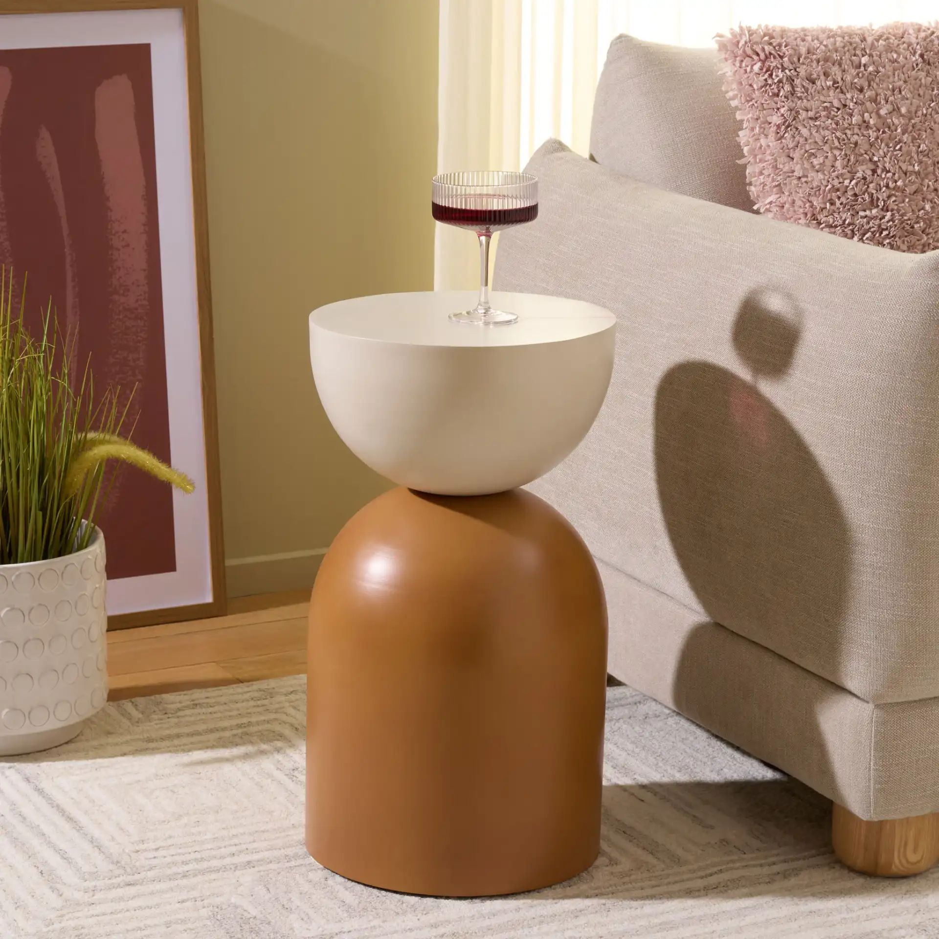 Tuleen Accent Table in Mustard / Ivory in a styled room