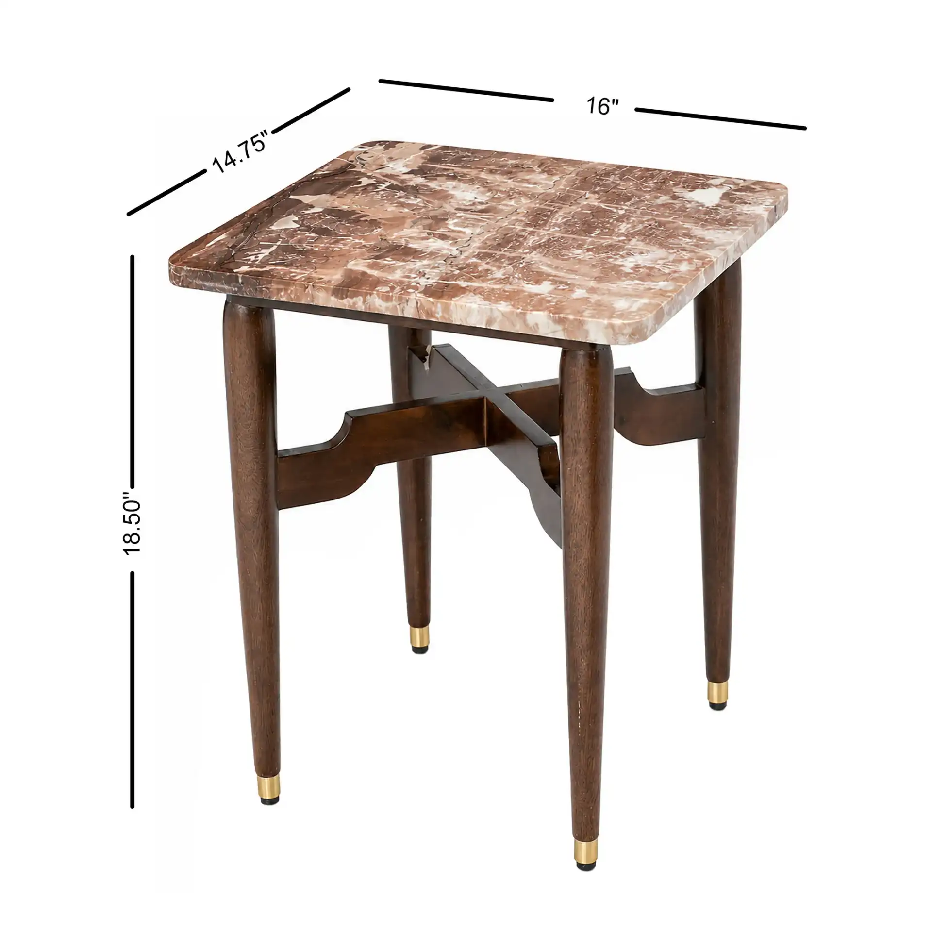 Elnora Accent Table in Walnut / Pink, detail view