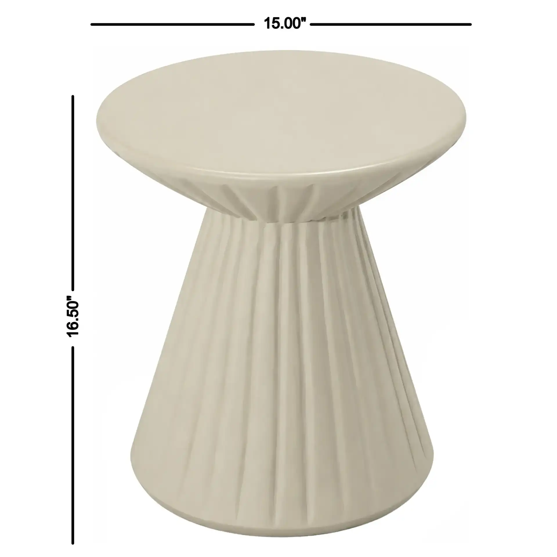 Edlund Accent Table in Creme, detail view