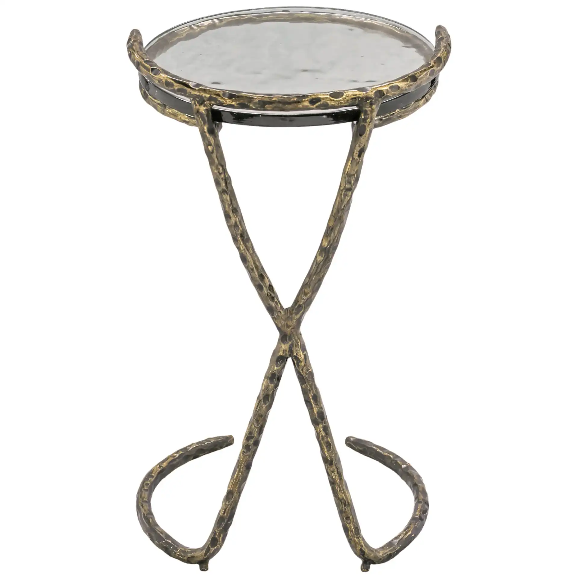 Lorinna Accent Table in Antique Brass, detail view
