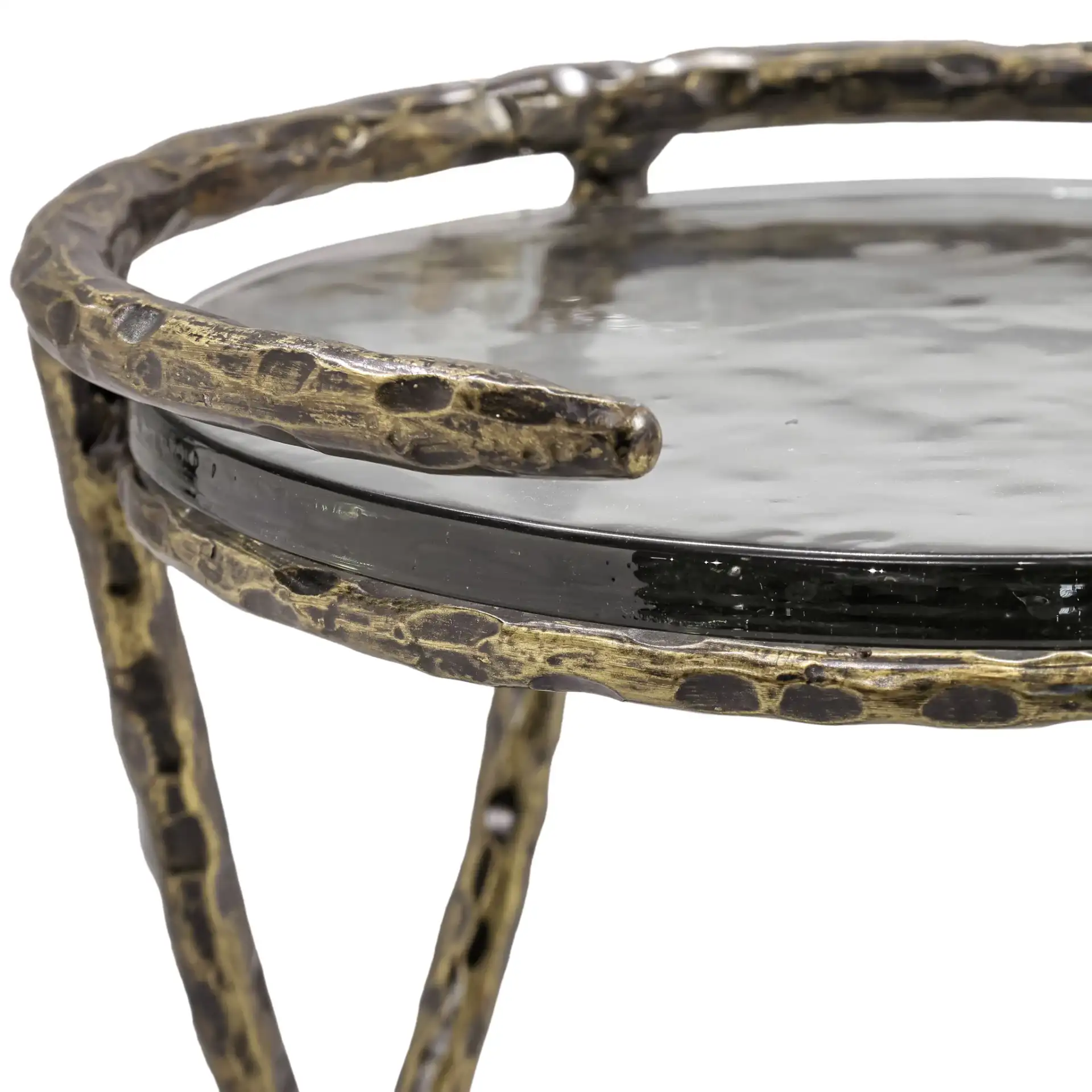 Lorinna Accent Table in Antique Brass in a styled room