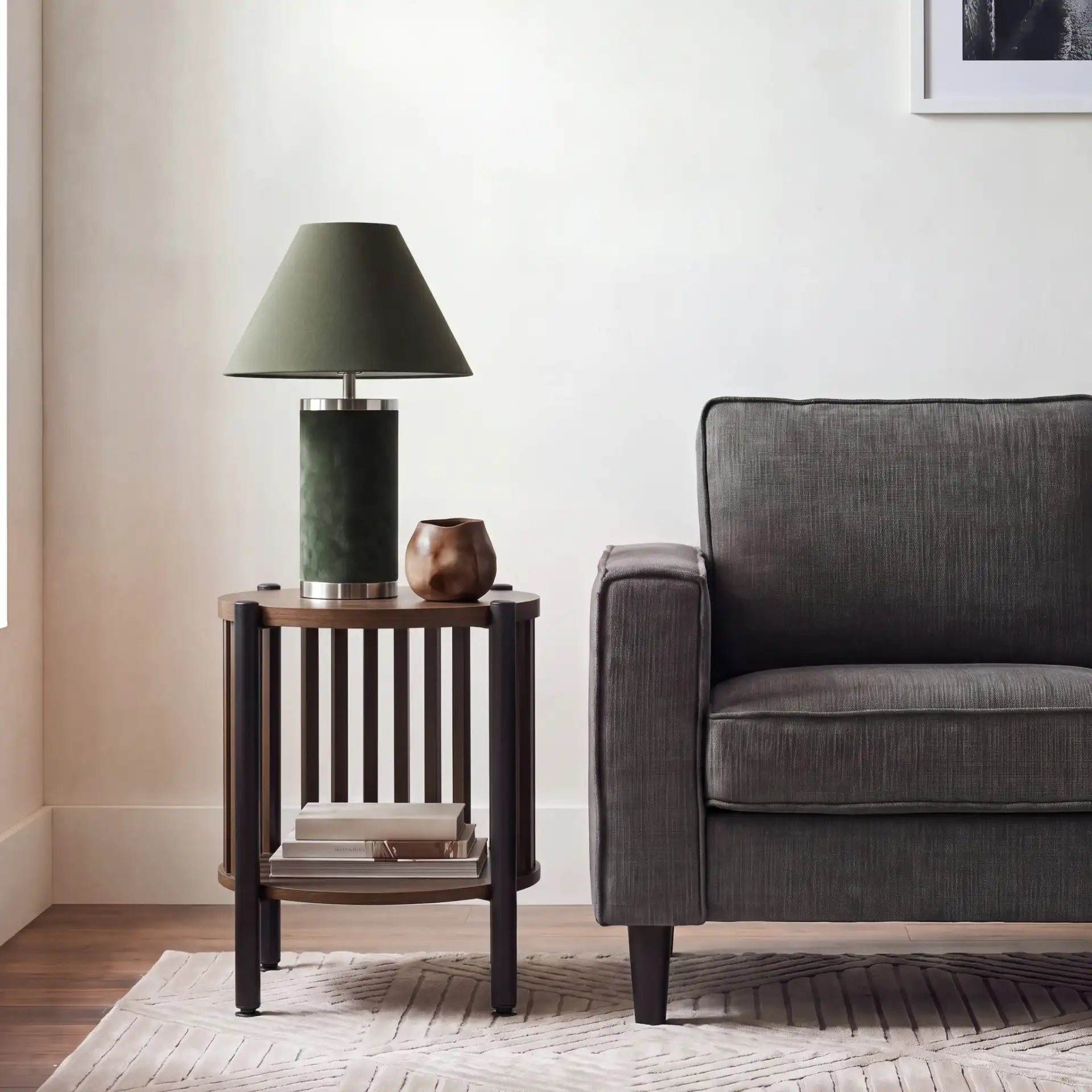 Marami Accent Table in Walnut / Black in a styled room