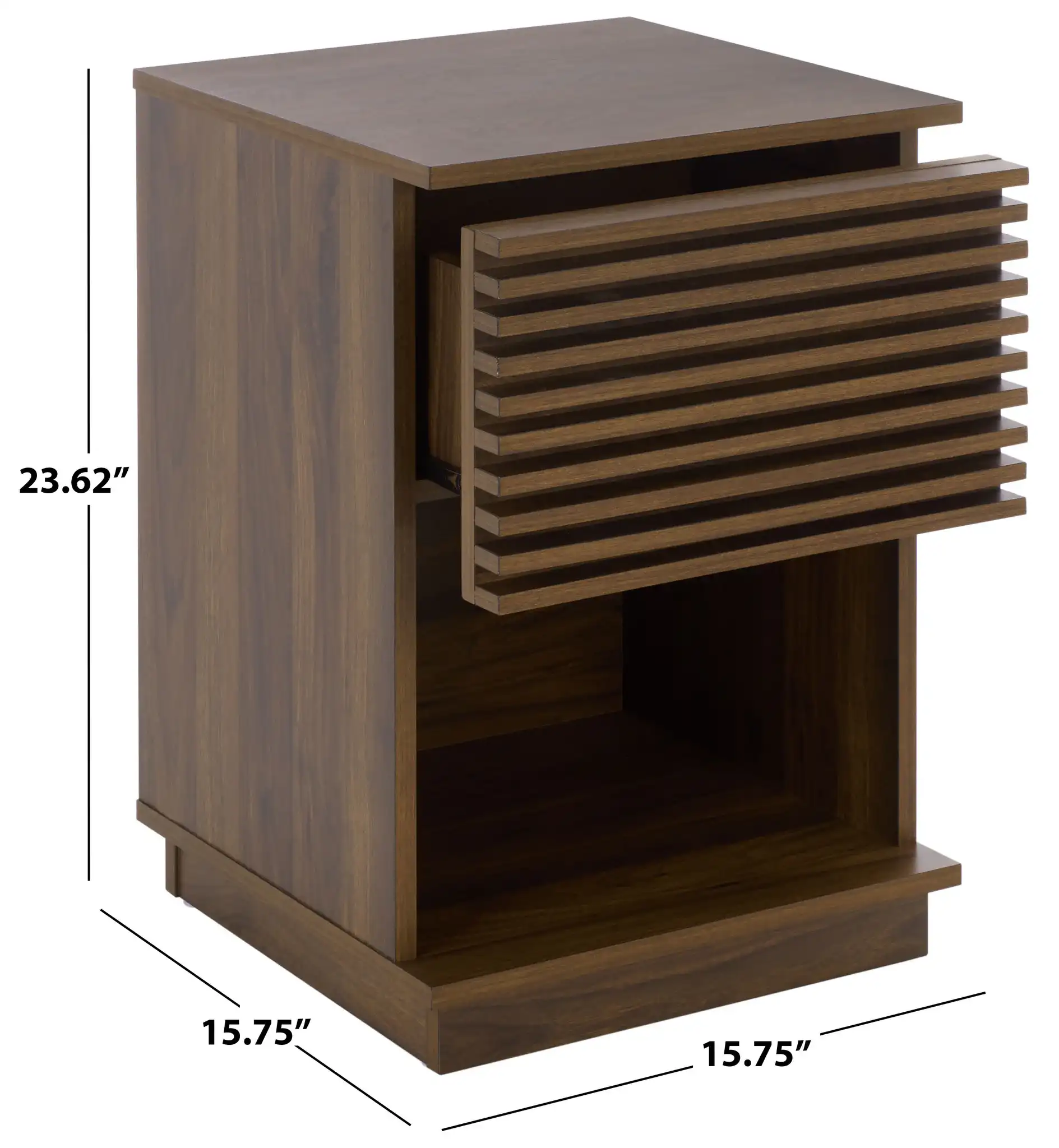 Moroto One-Drawer Accent Table in Walnut, detail view