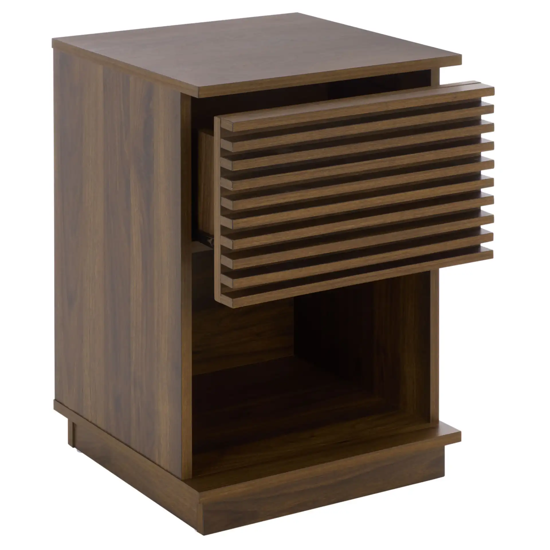 Moroto One-Drawer Accent Table in Walnut, detail view