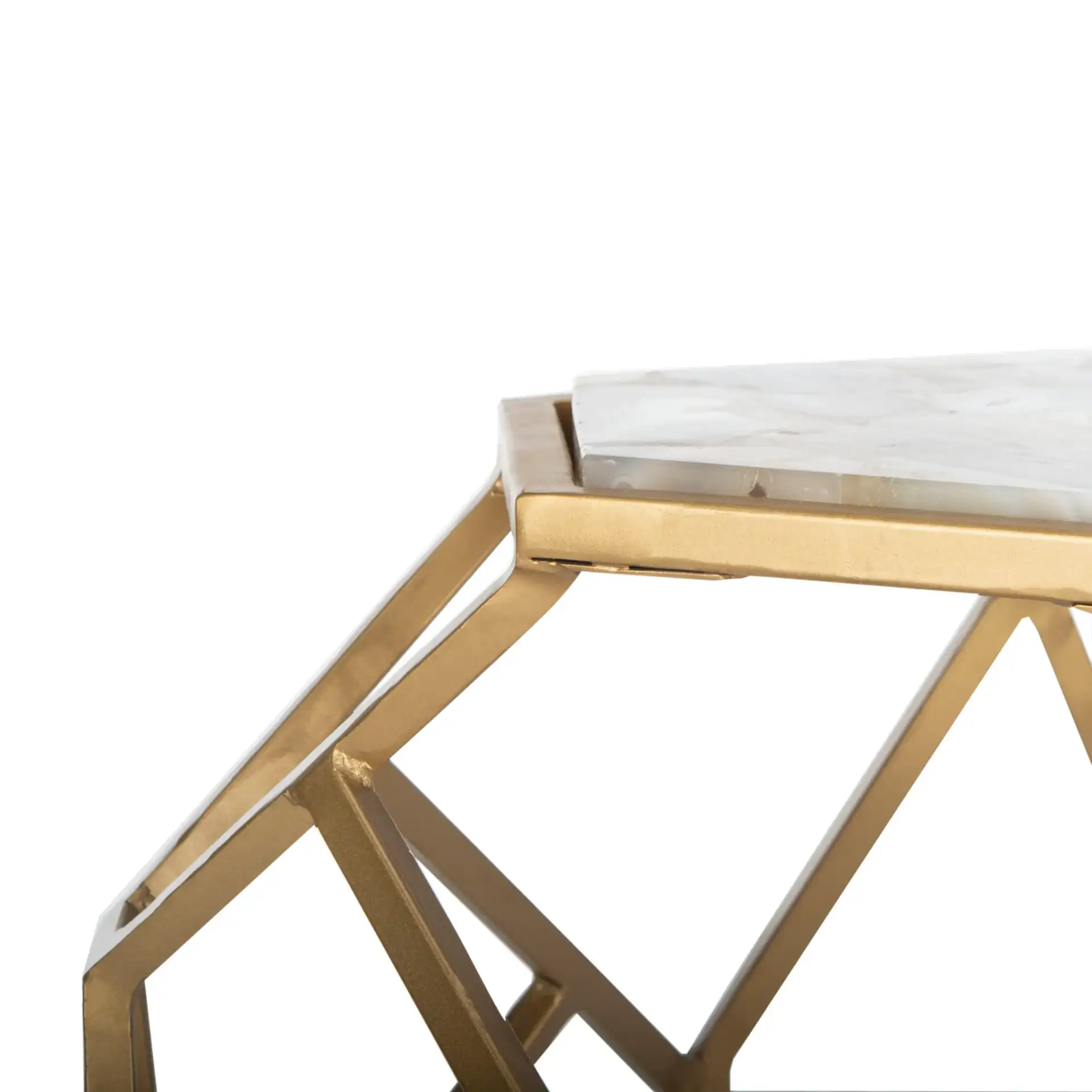 Ava Geometric Accent Table in Multicolor Agate / Gold in a styled room