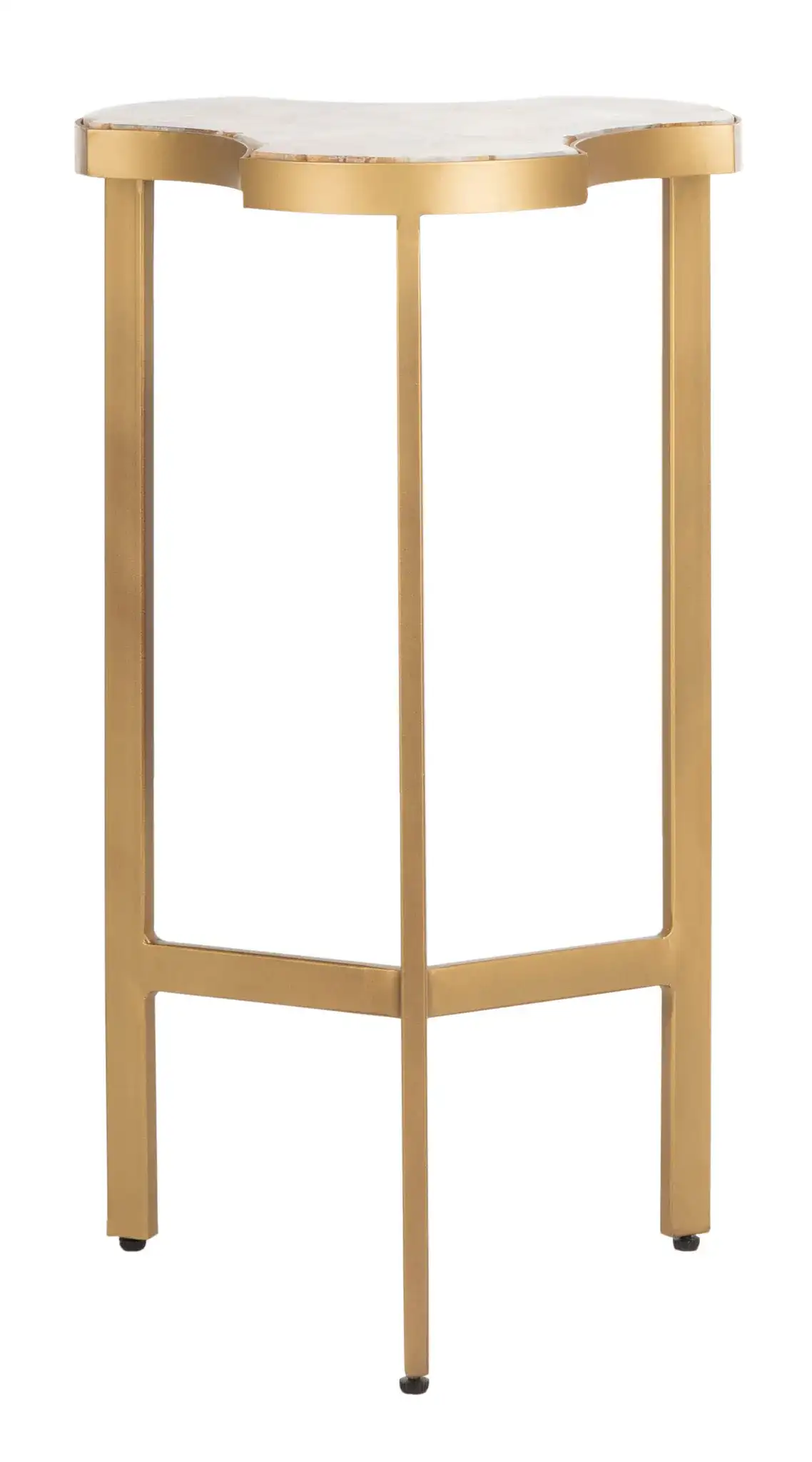Suki Tripod Accent Table in White Agate / Gold, detail view