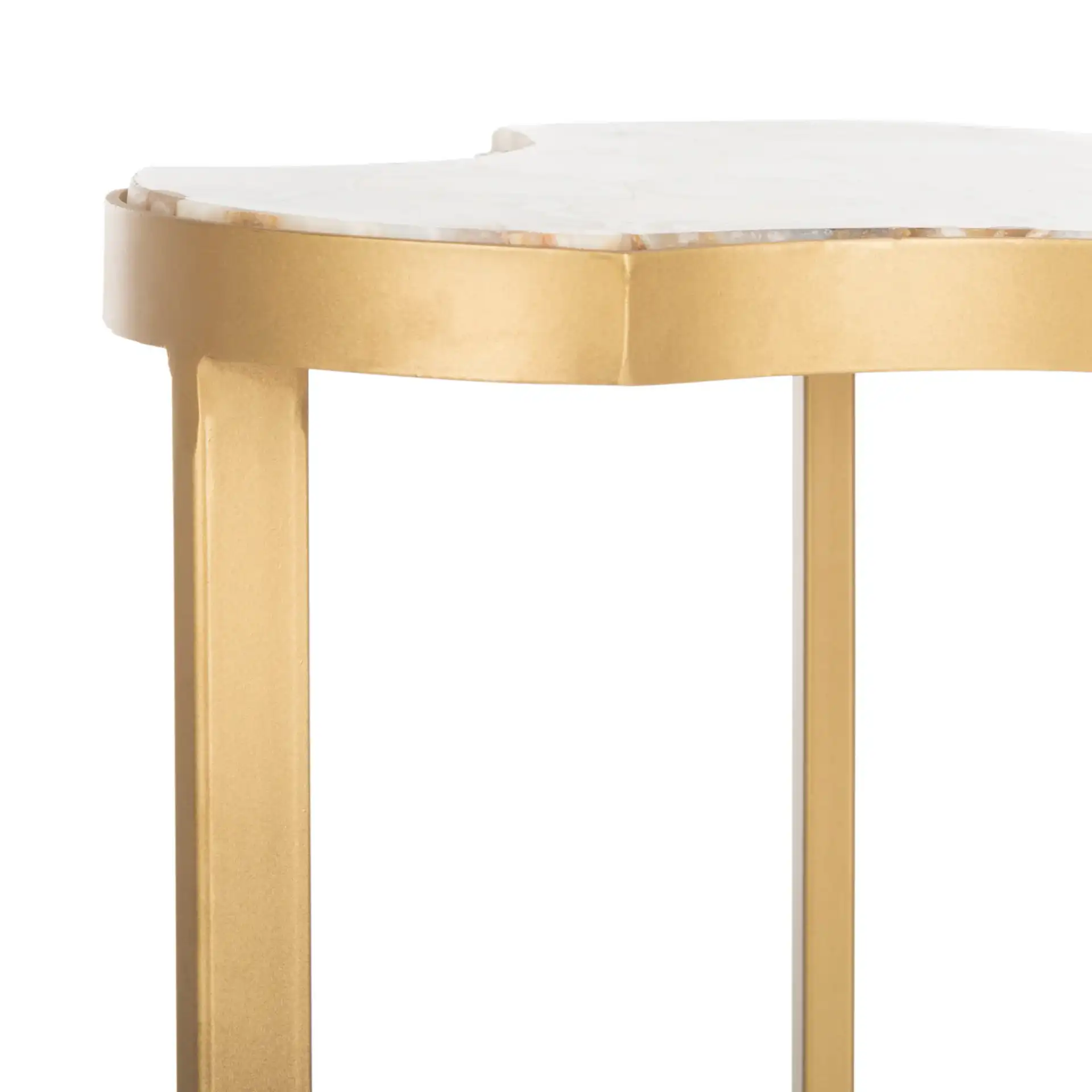 Suki Tripod Accent Table in White Agate / Gold in a styled room
