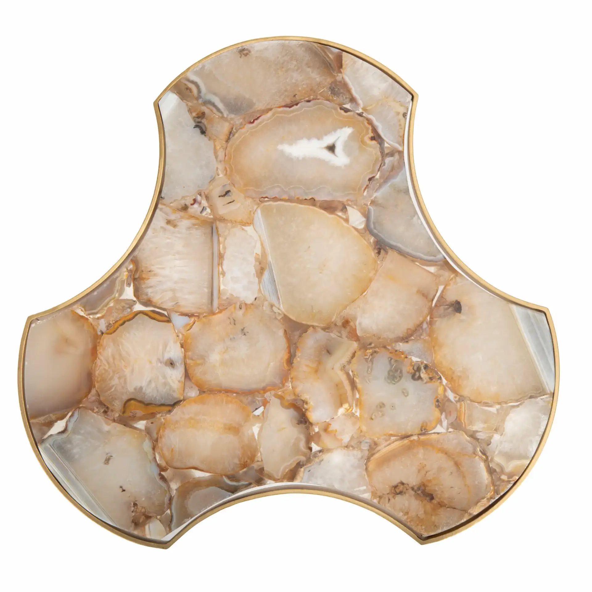 Suki Tripod Accent Table in White Agate / Gold, detail view