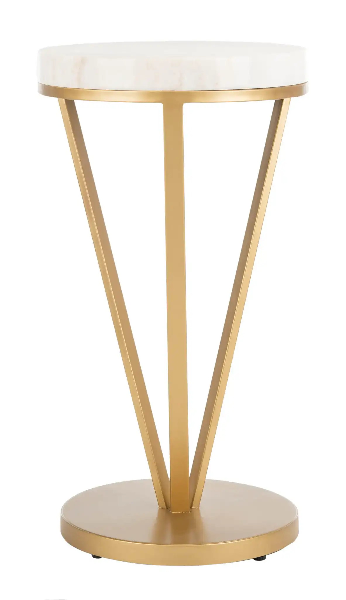 Theia Accent Table in White Marble / Gold, detail view