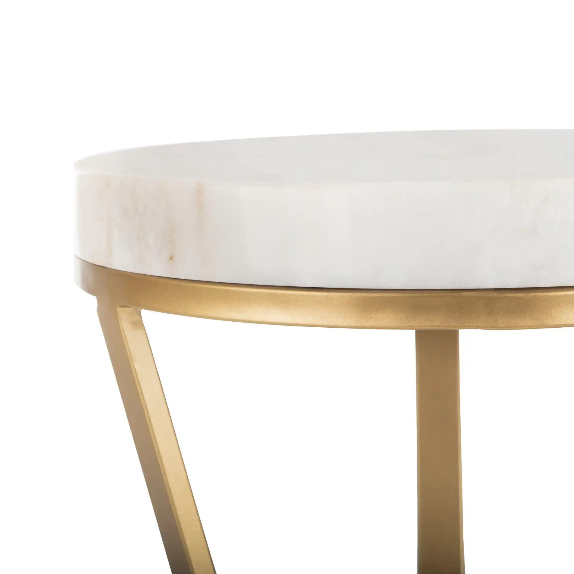 Theia Accent Table in White Marble / Gold in a styled room