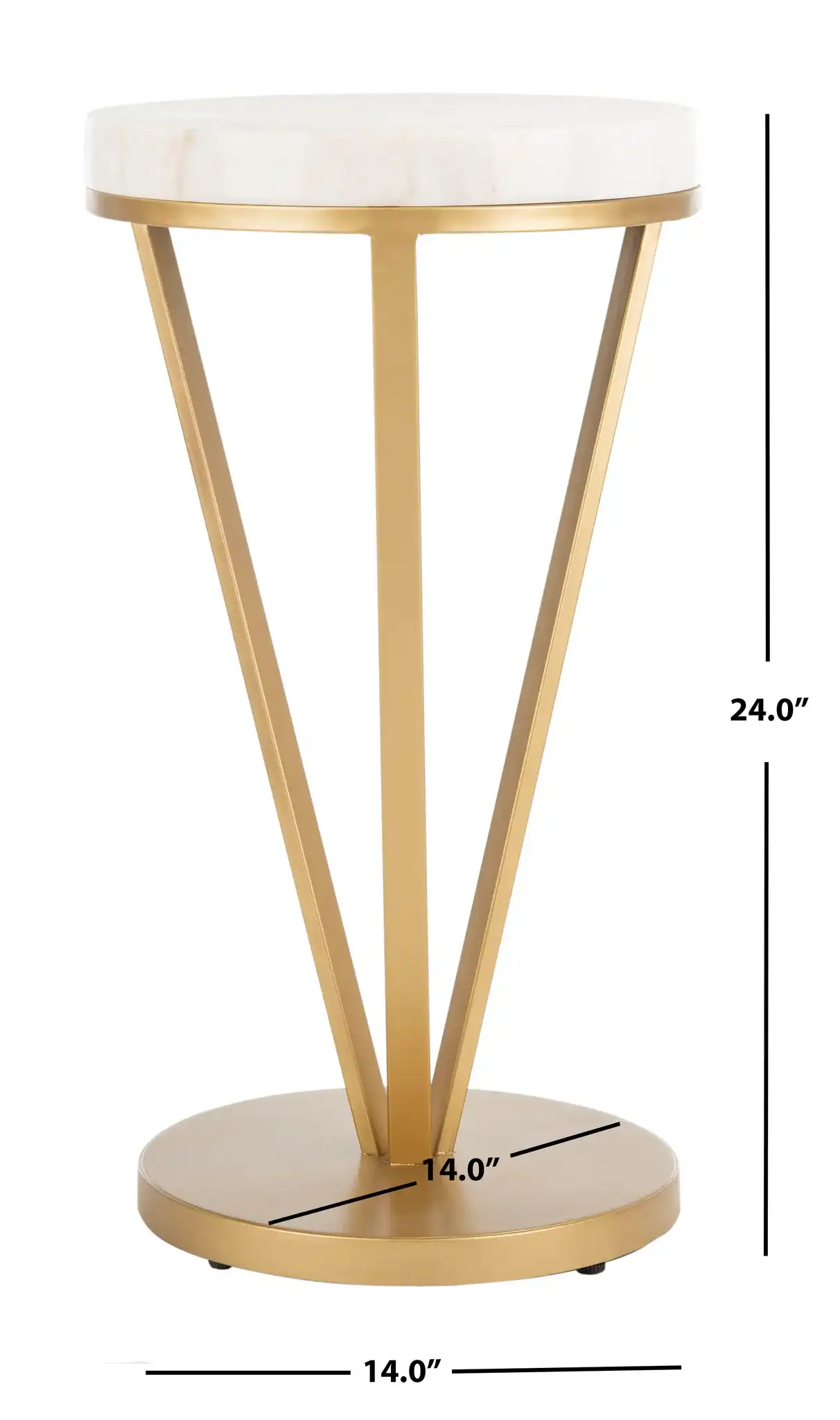 Theia Accent Table in White Marble / Gold, detail view