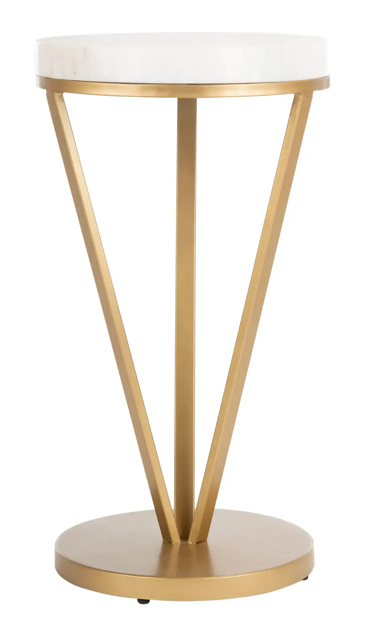 Theia Accent Table in White Marble / Gold