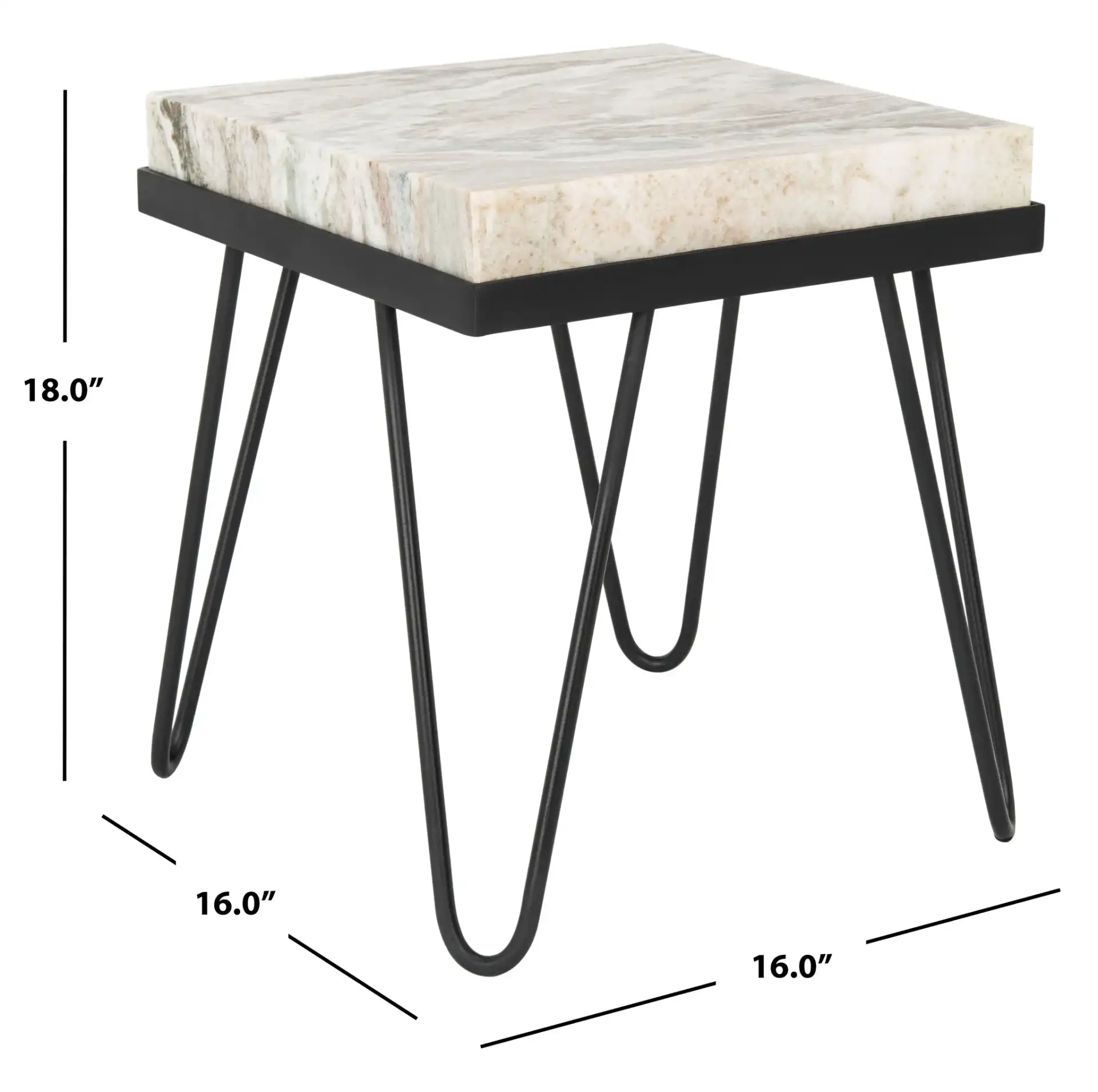 Jada Stone Top Accent Table in Multicolor Gray Stone / Black, detail view