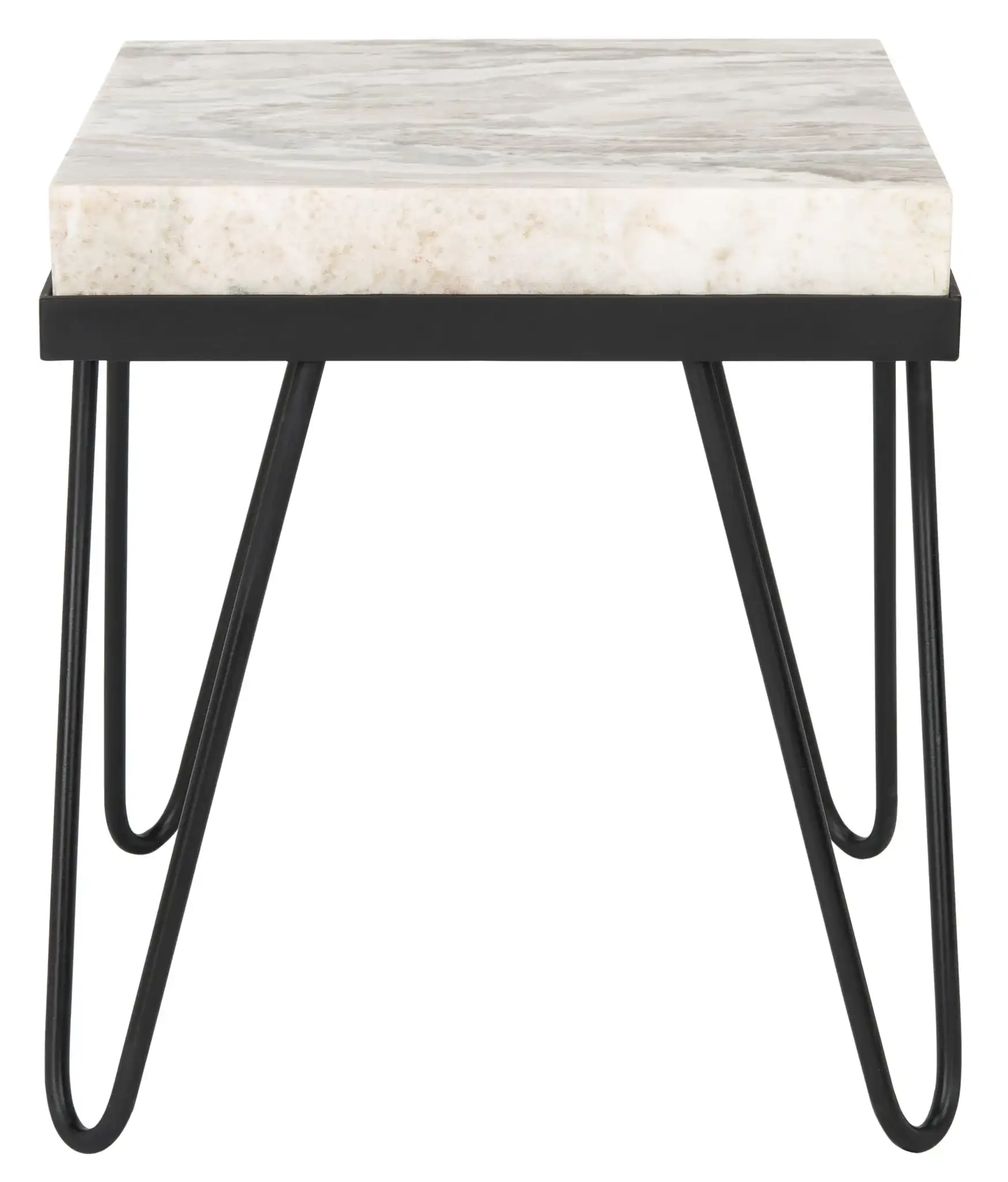 Jada Stone Top Accent Table in Multicolor Gray Stone / Black