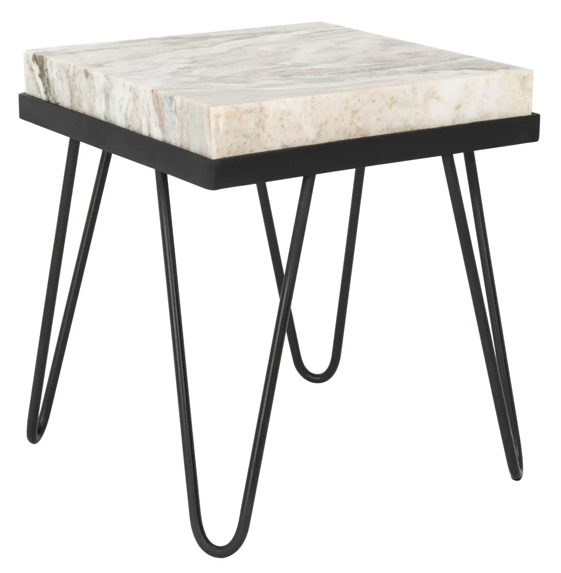 Jada Stone Top Accent Table in Multicolor Gray Stone / Black, detail view