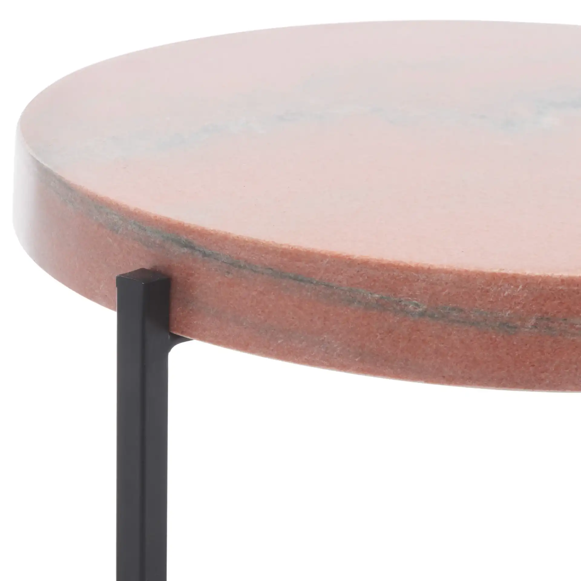 Azula Stone Top Accent Table in Burnt Orange Stone / Black in a styled room