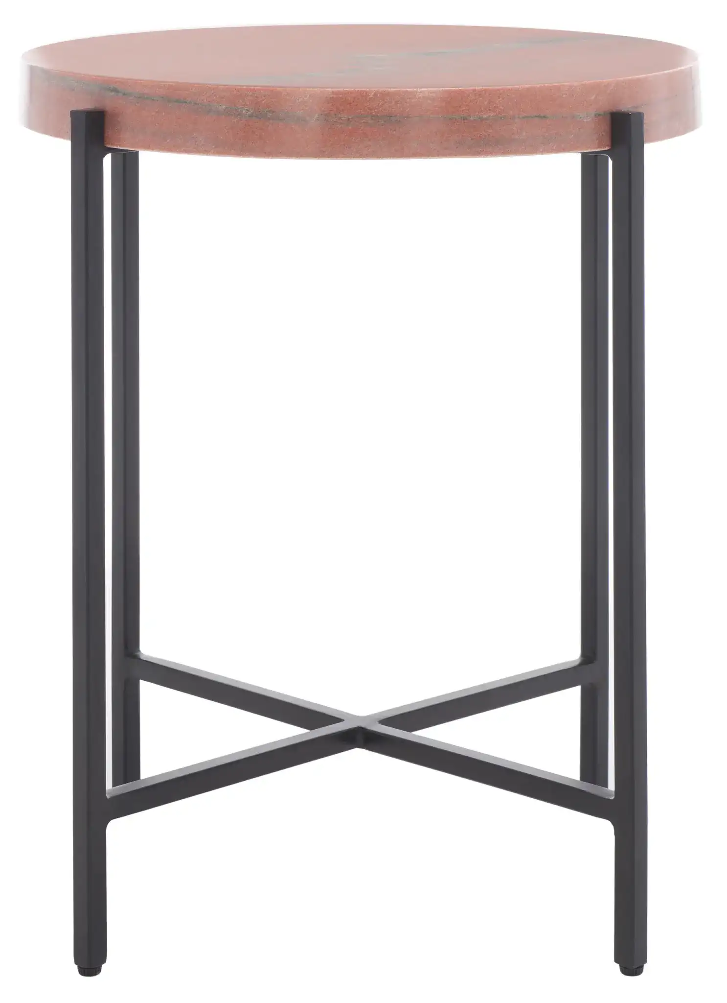 Azula Stone Top Accent Table in Burnt Orange Stone / Black