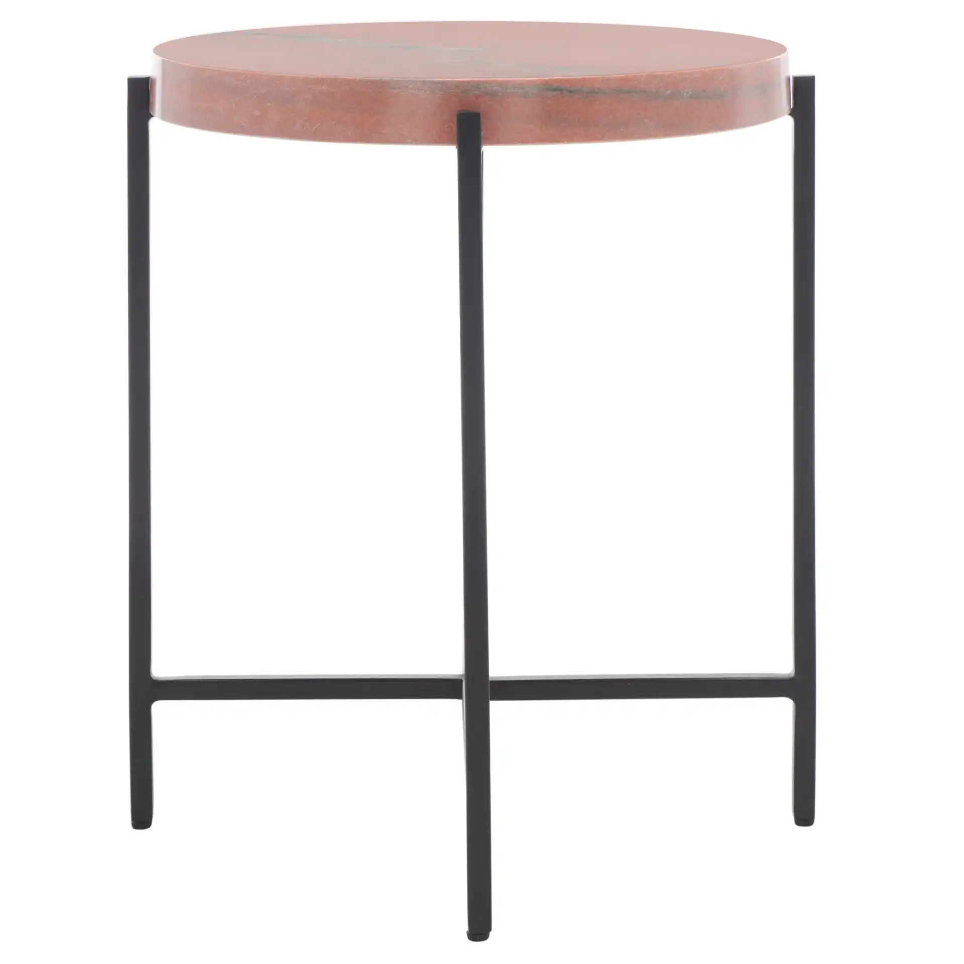 Azula Stone Top Accent Table in Burnt Orange Stone / Black, detail view