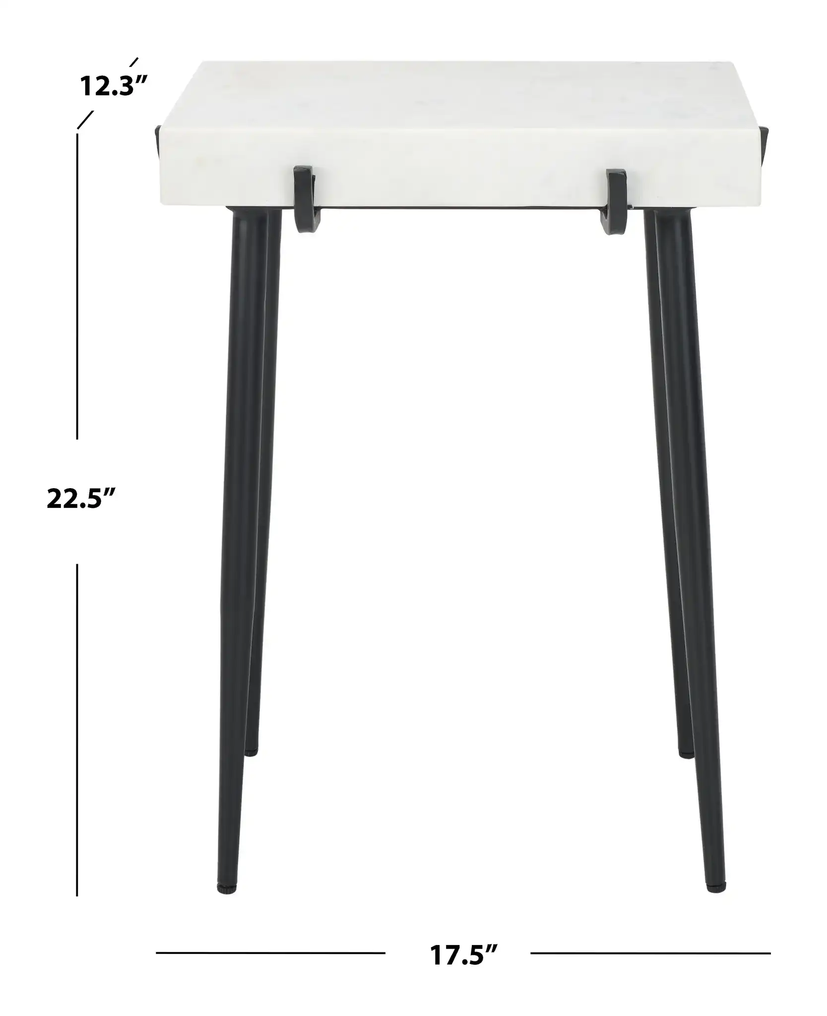 Yuki Stone Top Accent Table in White / Black, detail view