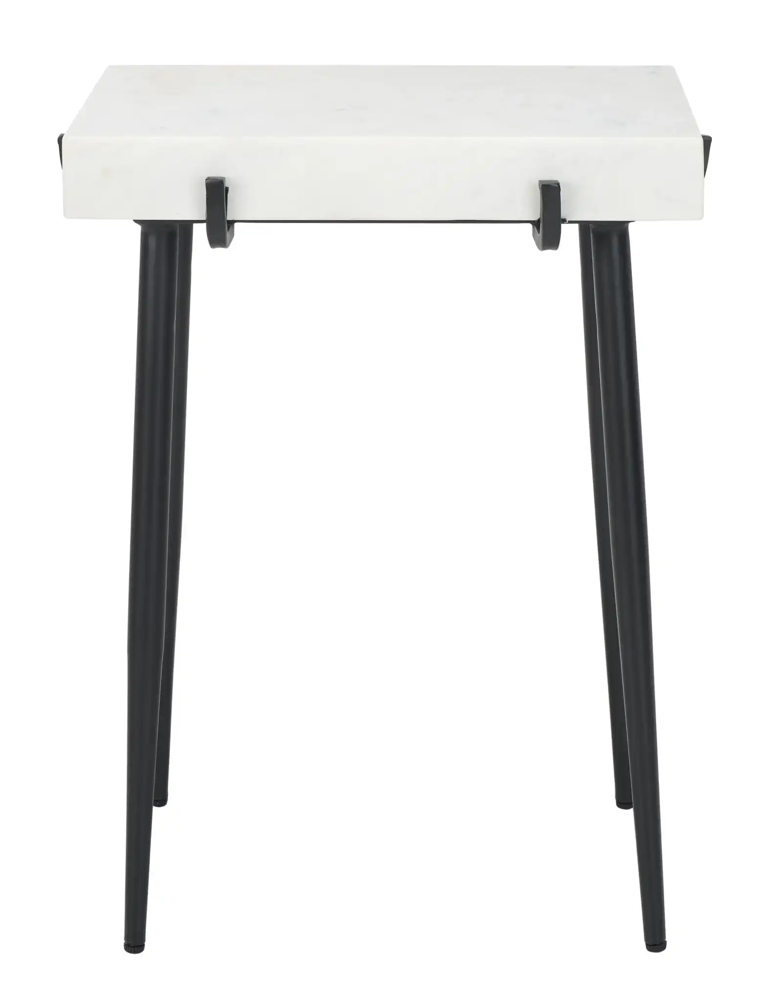 Yuki Stone Top Accent Table in White / Black