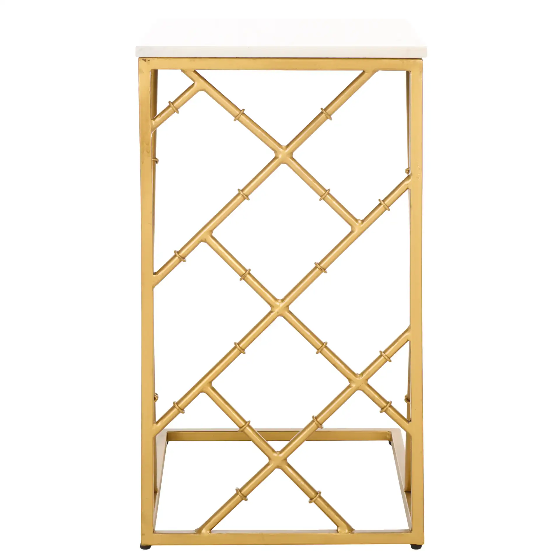 Keston Marble C-Table in White Marble / Gold, detail view