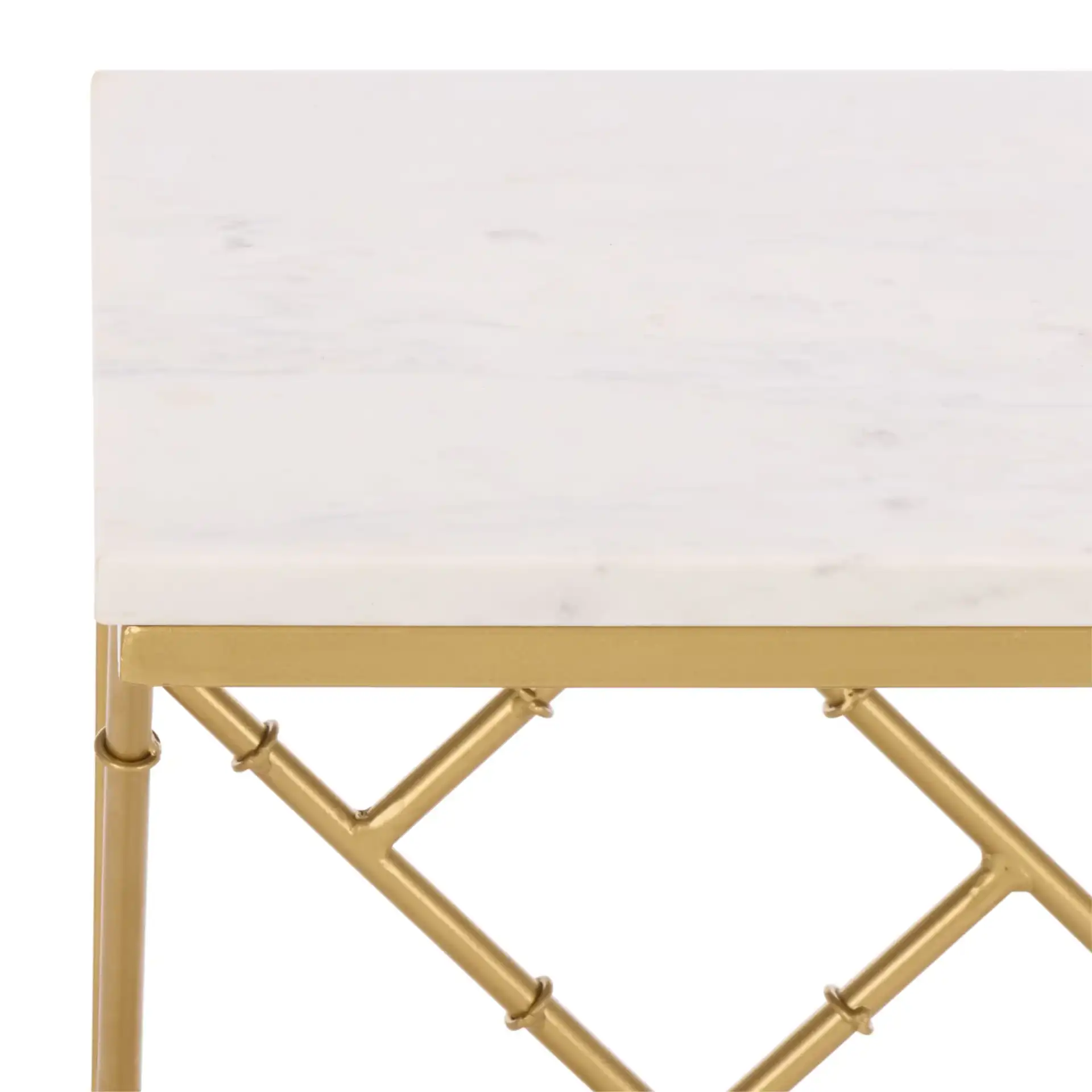 Keston Marble C-Table in White Marble / Gold in a styled room
