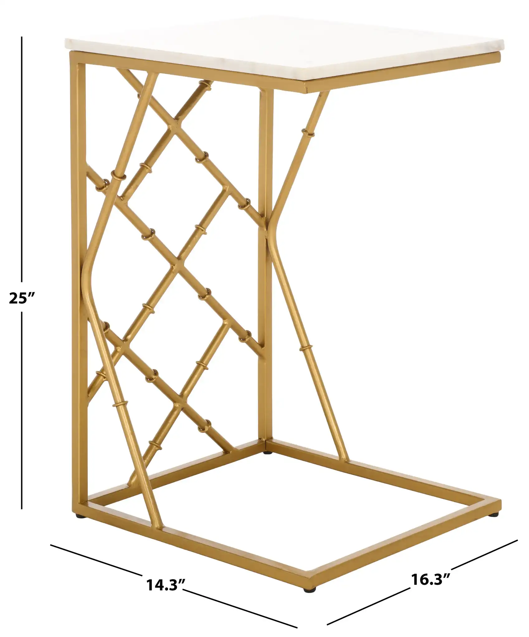 Keston Marble C-Table in White Marble / Gold, detail view
