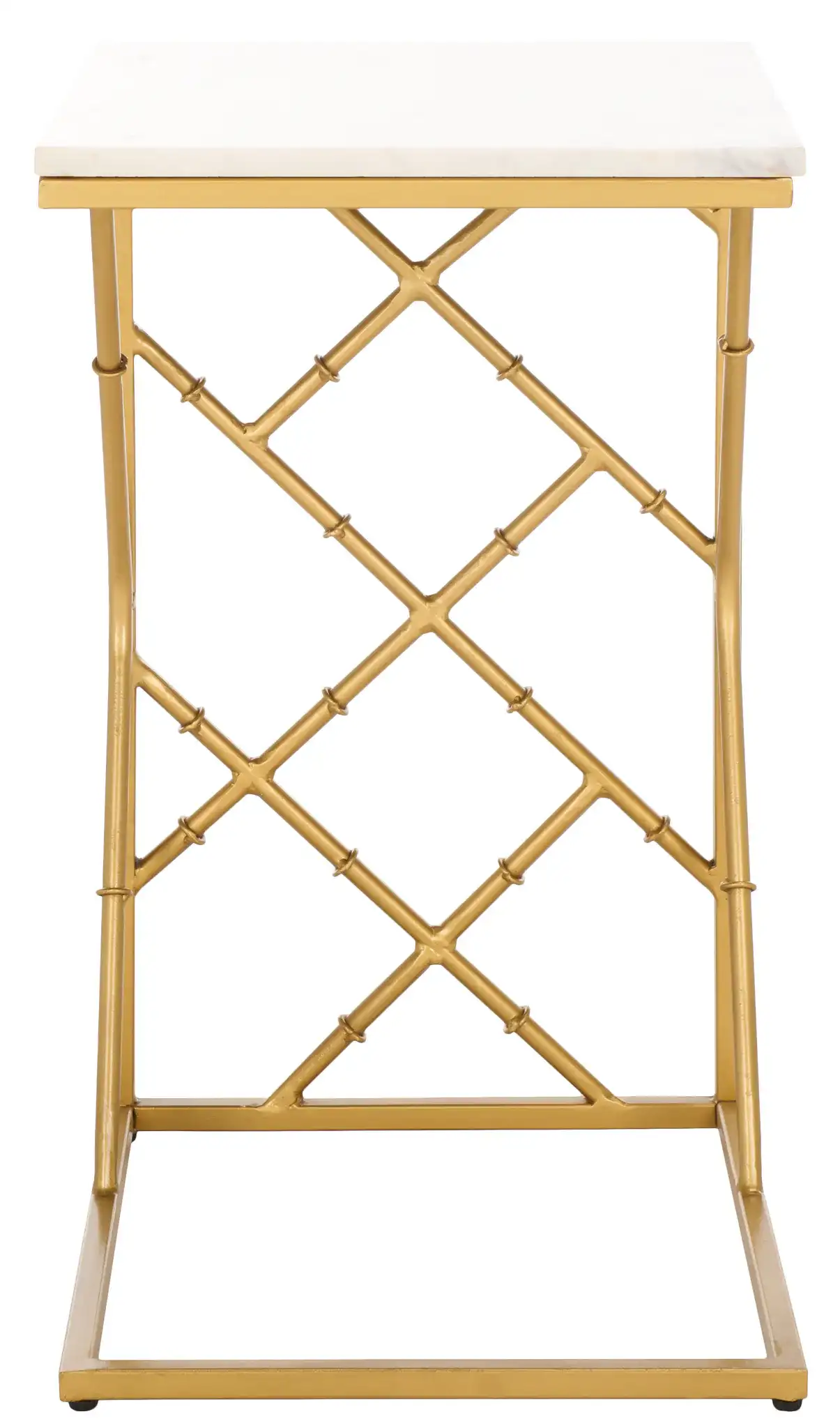 Keston Marble C-Table in White Marble / Gold