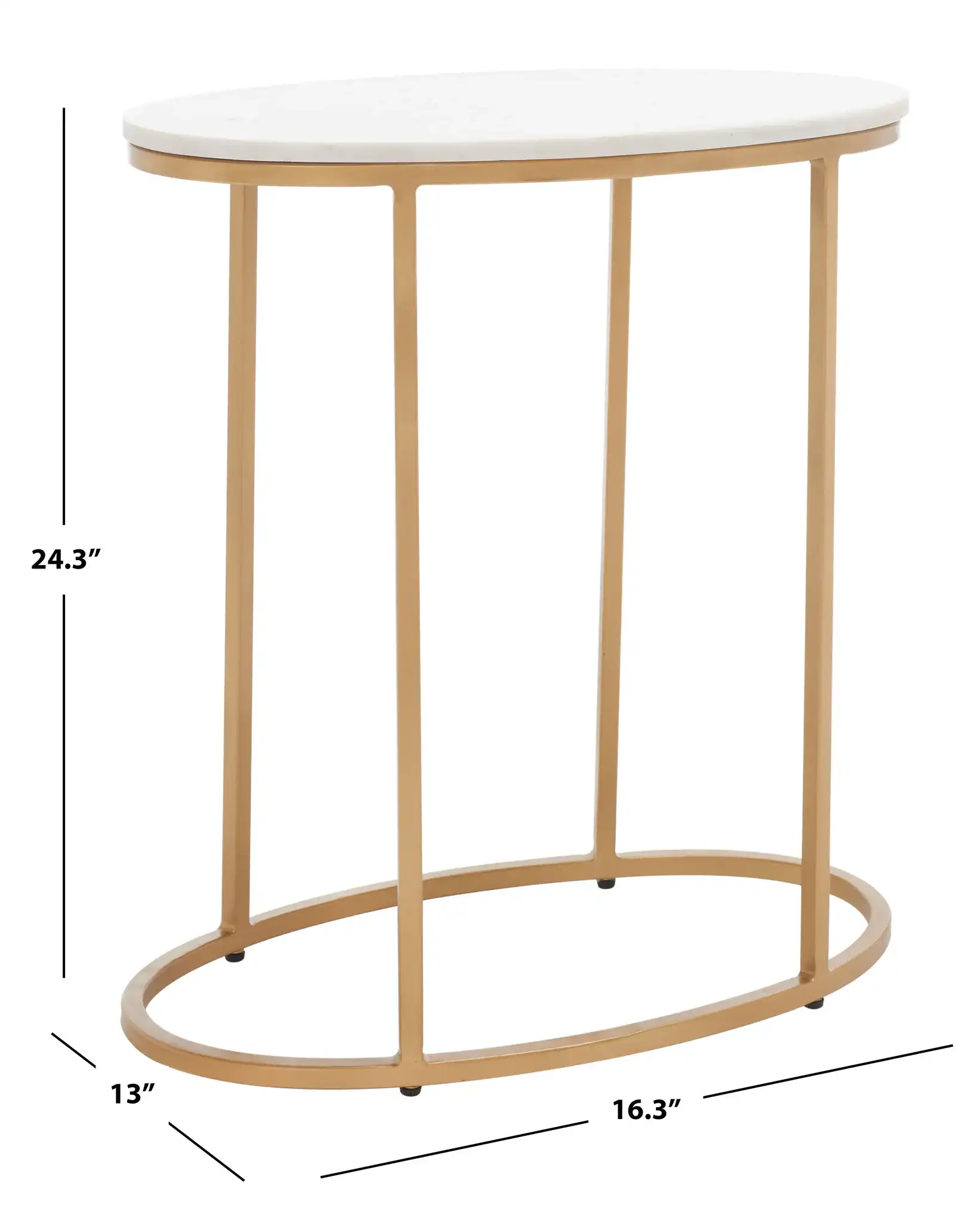 Tage Marble Side Table in White Marble / Gold, detail view