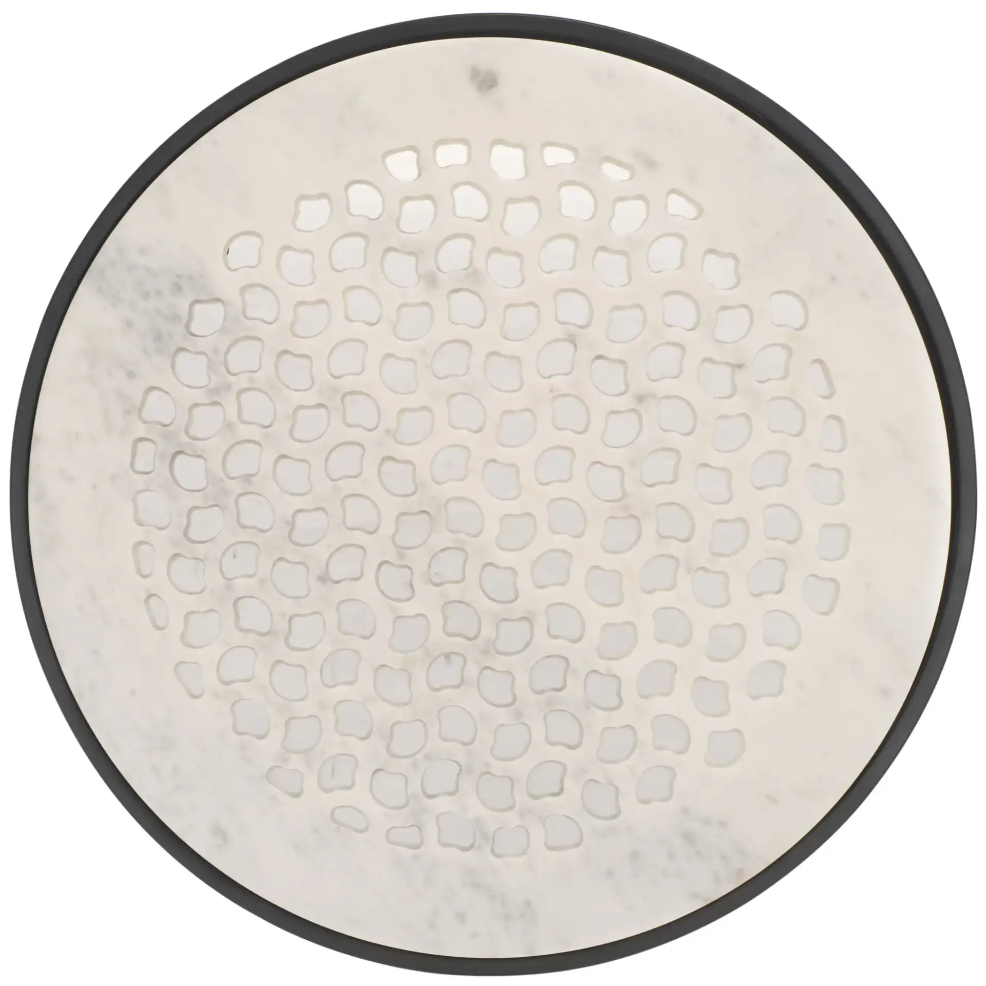 Elly Marble Cnc Side Table in White Marble / Black, detail view