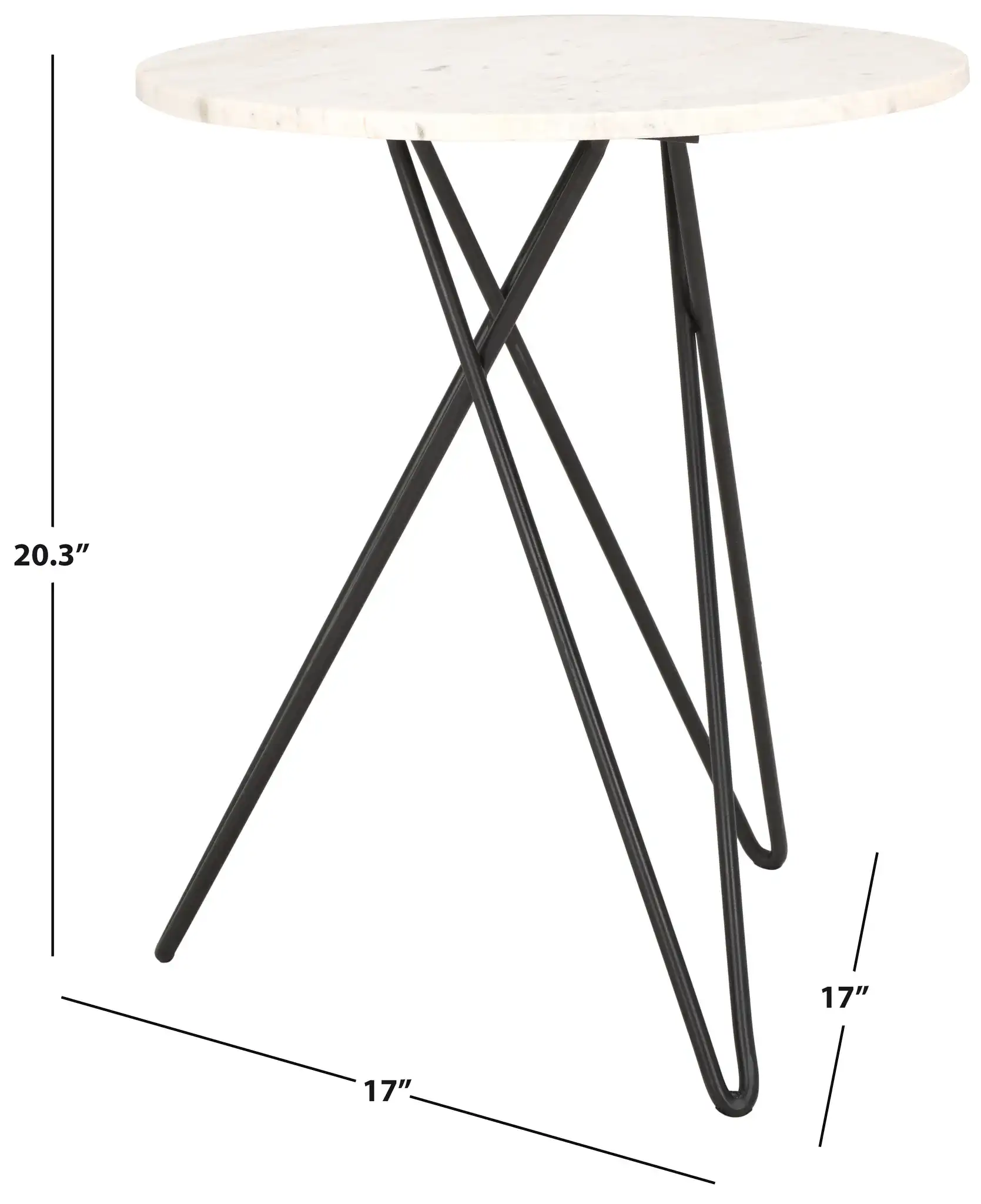 Cade Marble Side Table in White Marble / Black, detail view