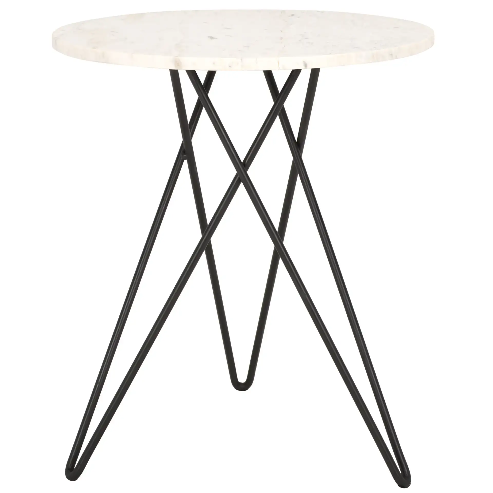 Cade Marble Side Table in White Marble / Black, detail view