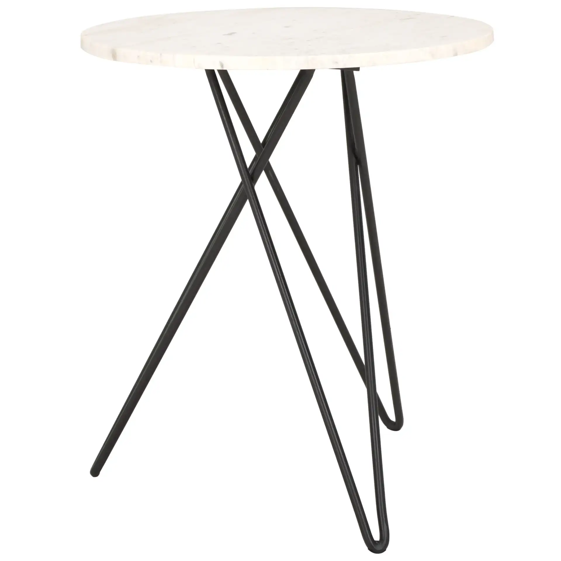 Cade Marble Side Table in White Marble / Black, detail view